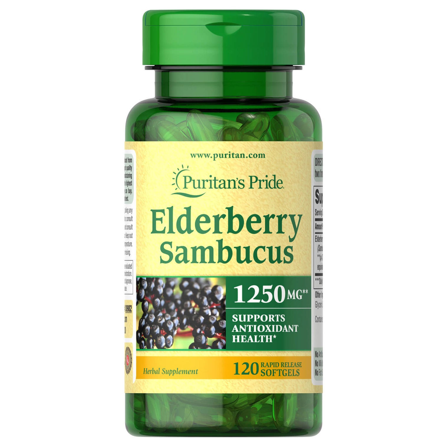 Puritan's Pride Elderberry 1250mg - 120 Softgels