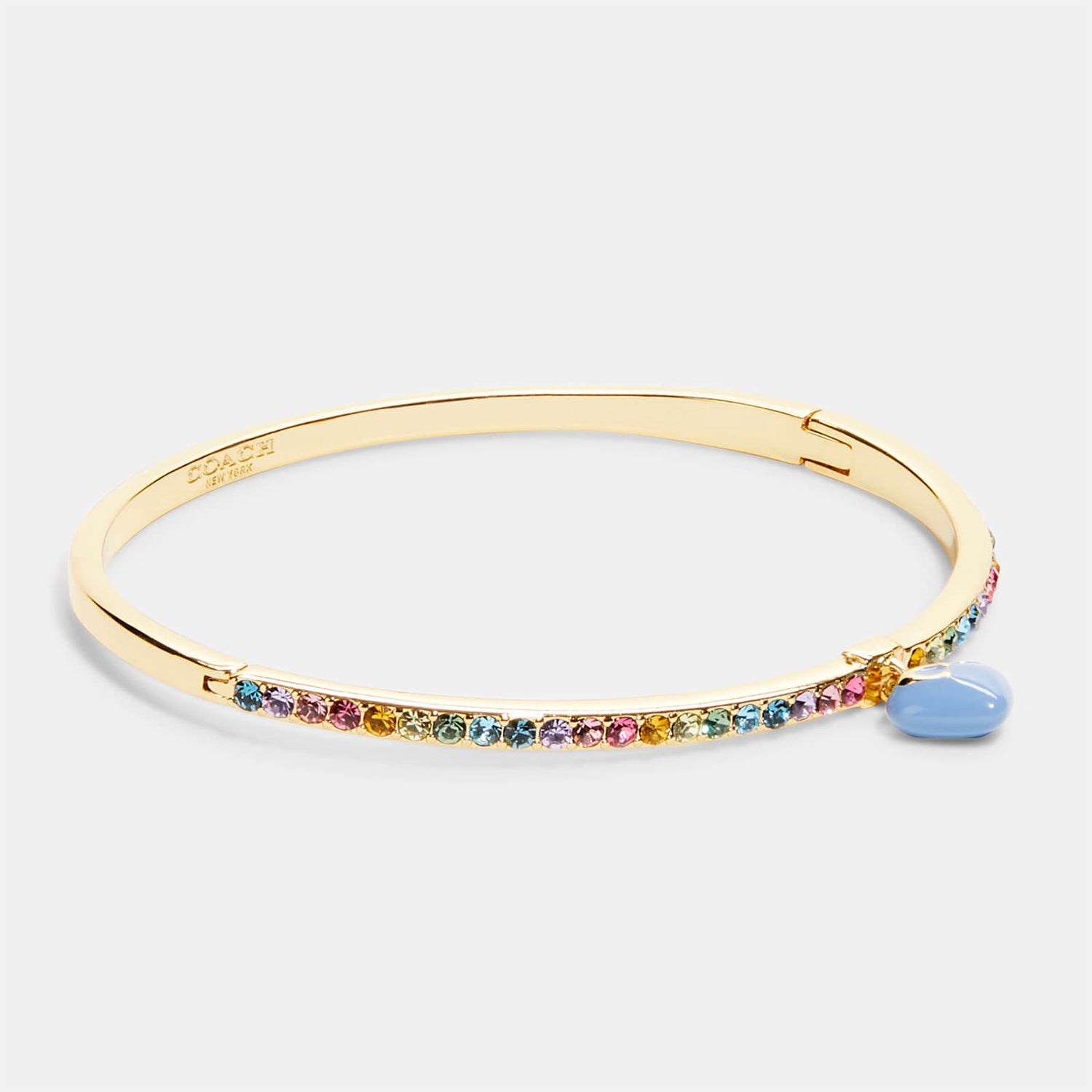 Coach Women's Enamel C Heart Crystal Bangle - Gold/Blue Multicolor