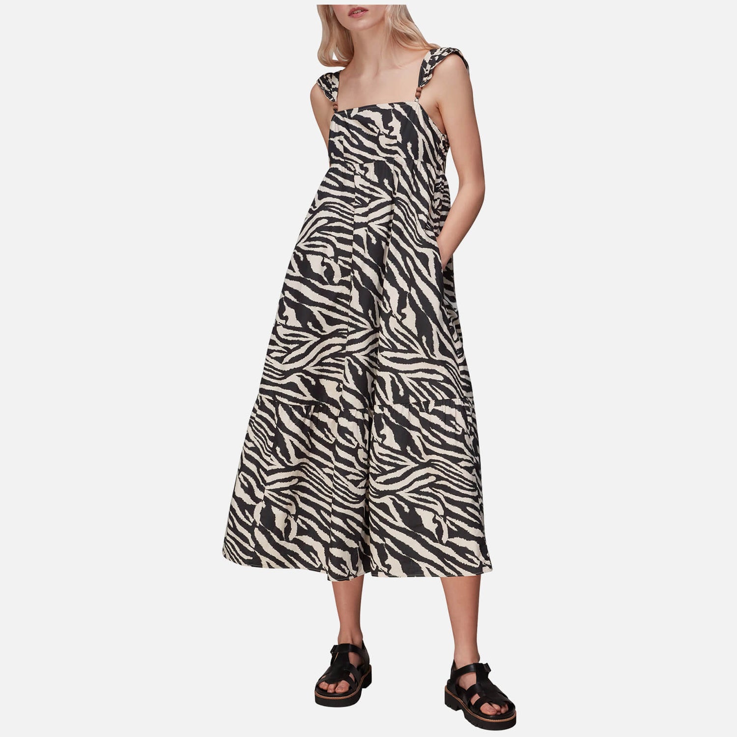 Whistles Women's Mountain Zebra Print Midi Dress - Multi - UK 6
