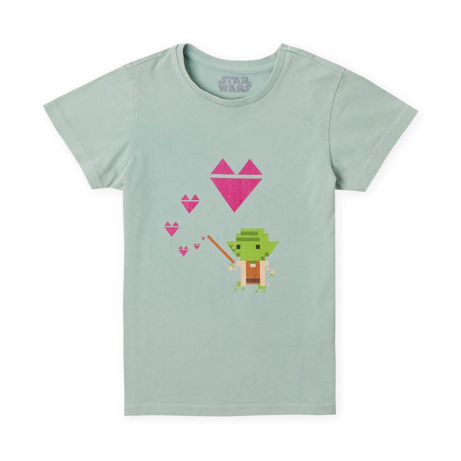 Star Wars Yoda Heart Kids' T-Shirt - Mint Acid Wash