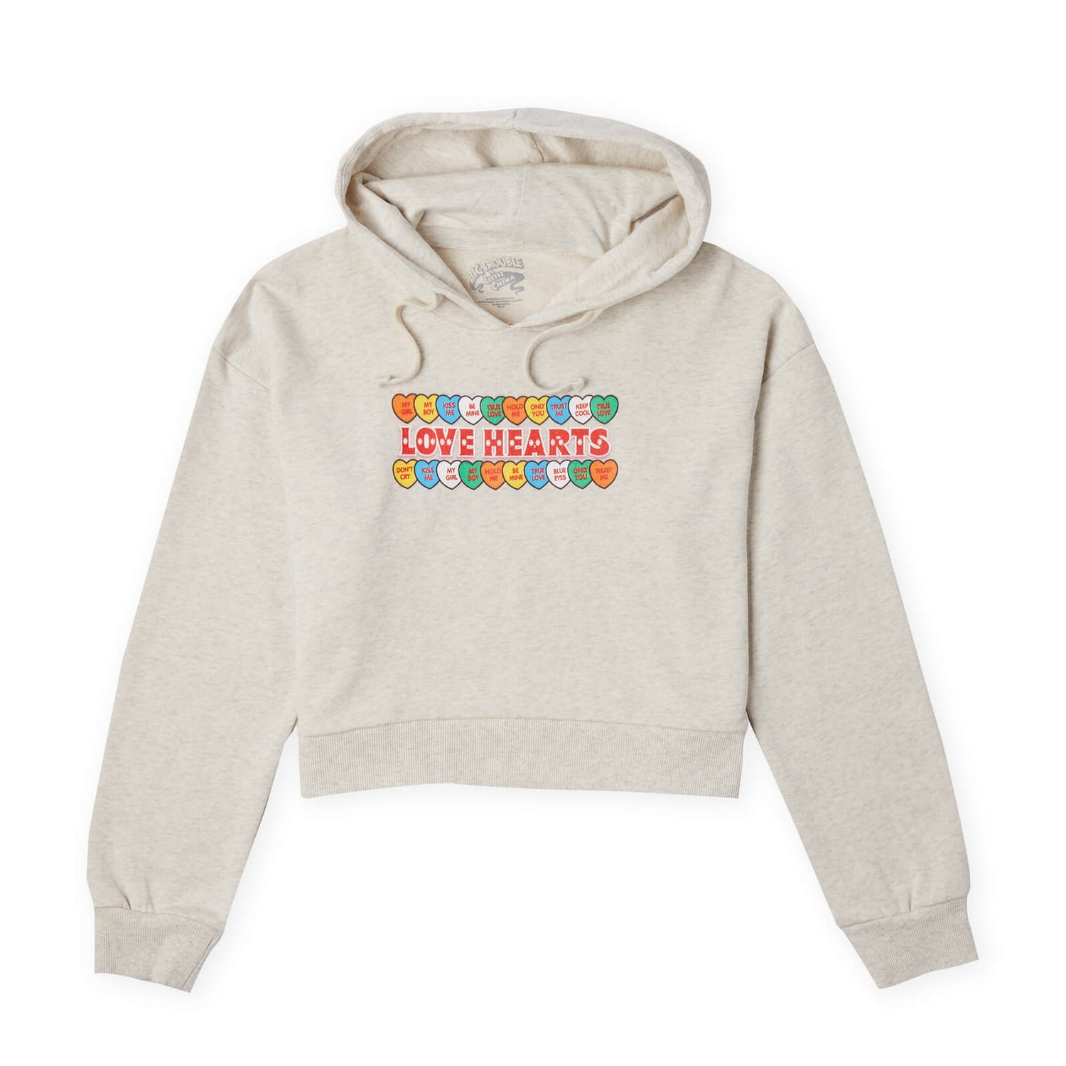Swizzels Sweety Collection Signature Stack Women's Cropped Hoodie - Ecru Marl