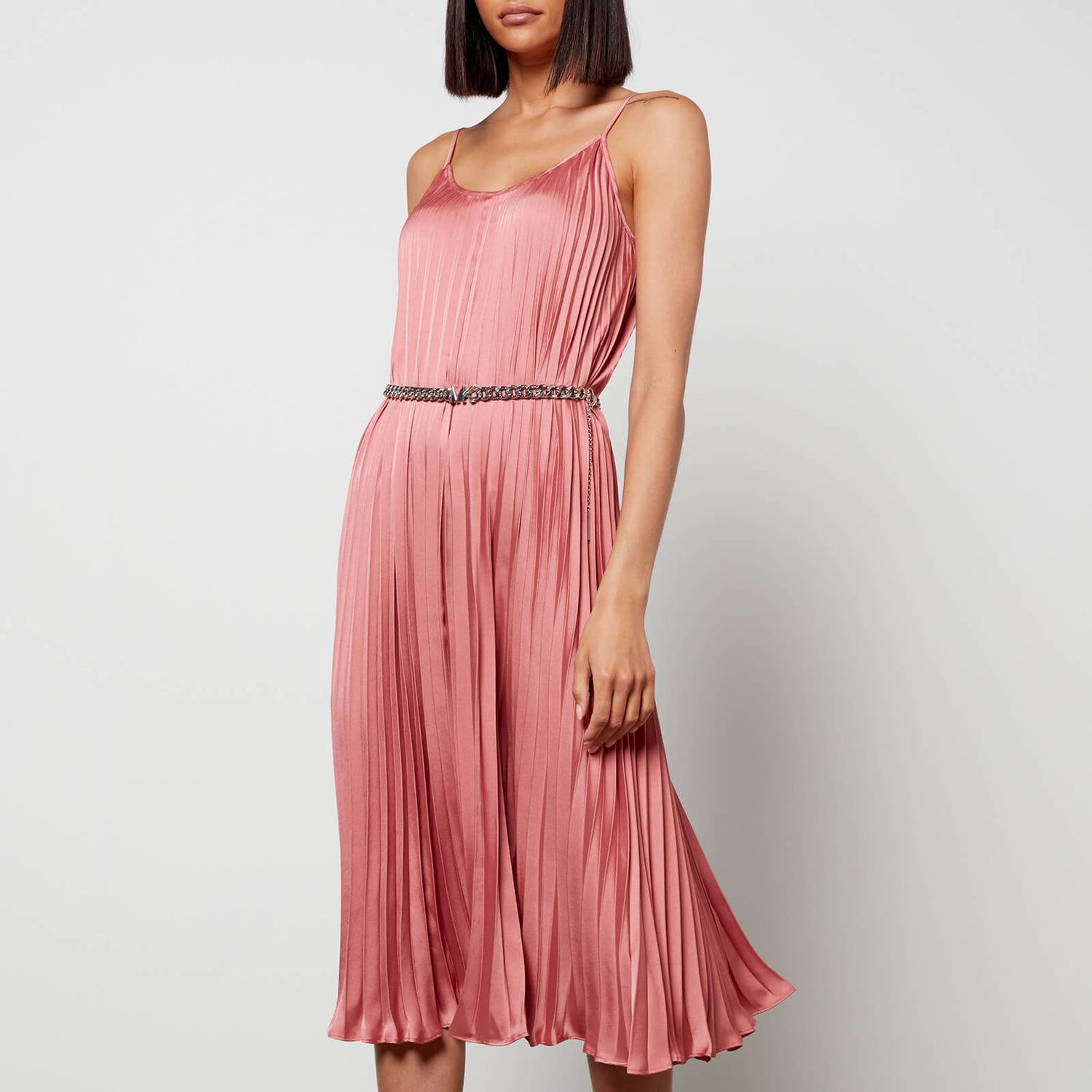 MICHAEL Michael Kors Women's Pleated Slip Midi Dress - Dusty Rose