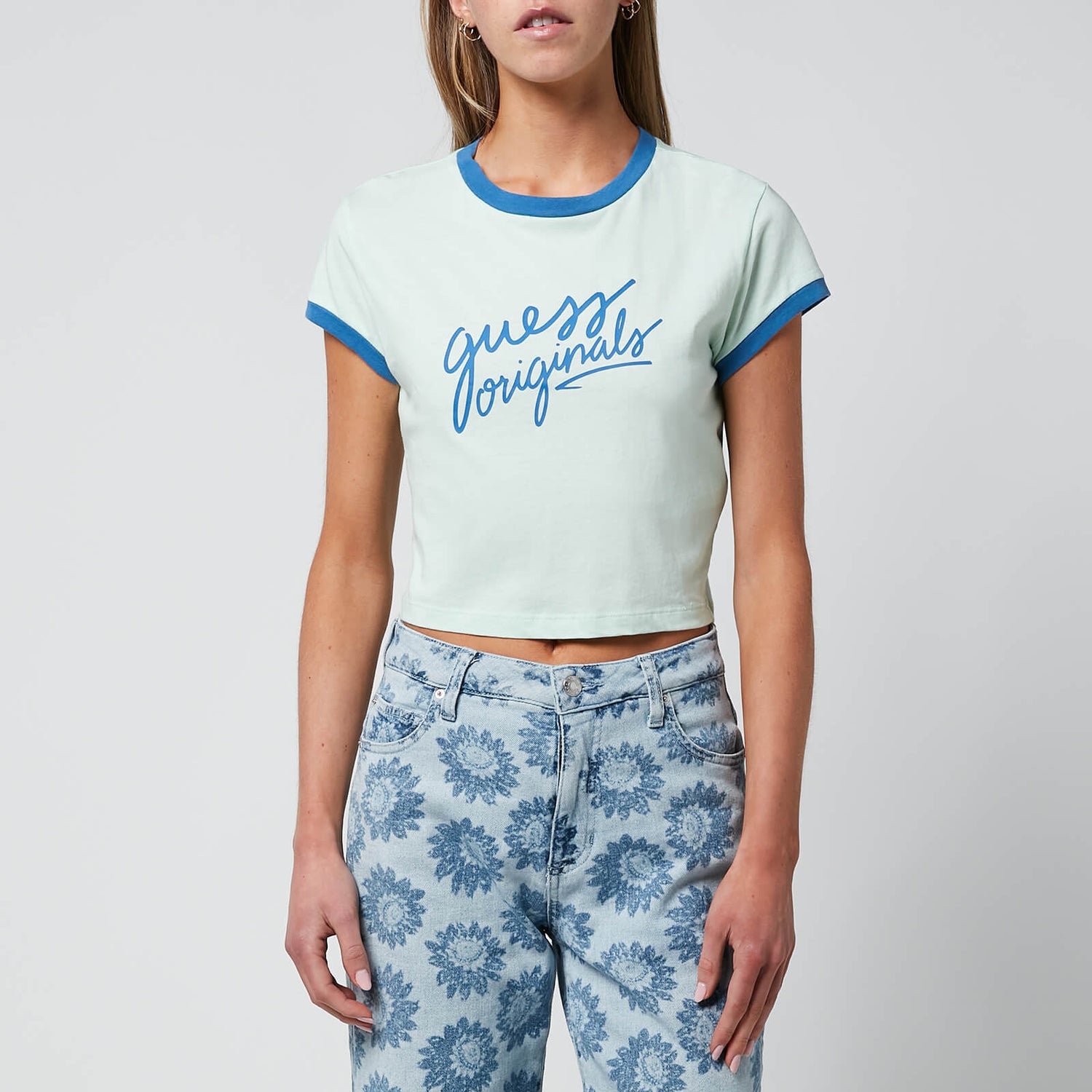 Guess Originals Women's Go Ss Cropped Ringer T-Shirt - Soft Jade - XS