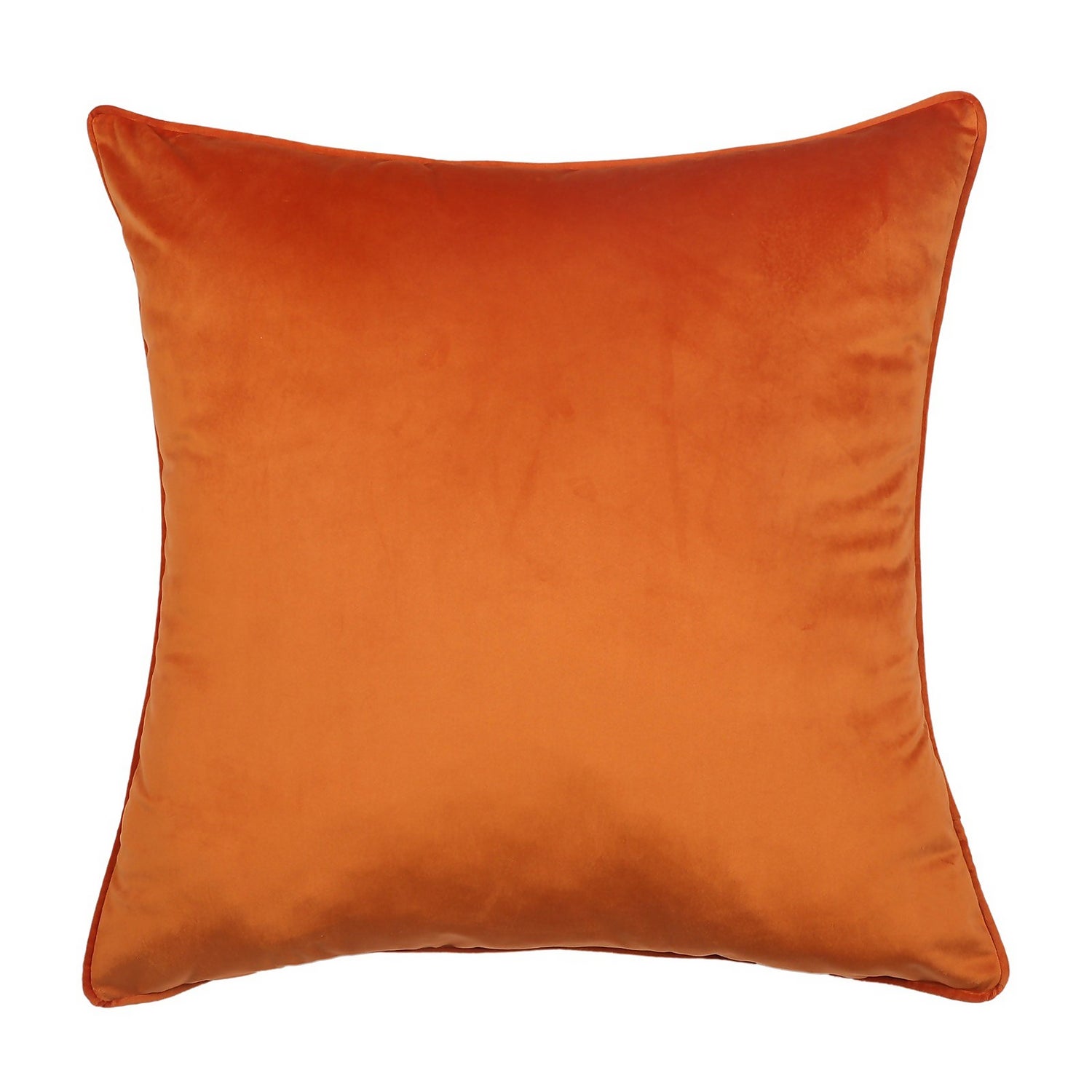 Large Plain Velvet Cushion Tangerine 58x58cm Homebase