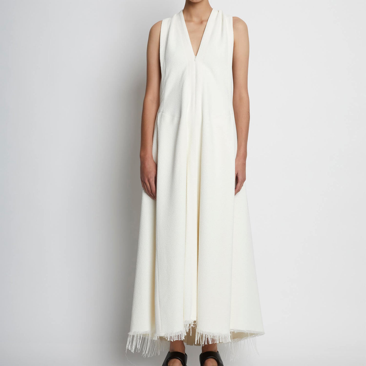 Proenza Schouler Women's Boucle Crepe V-Neck Dress - White - US0/UK 6