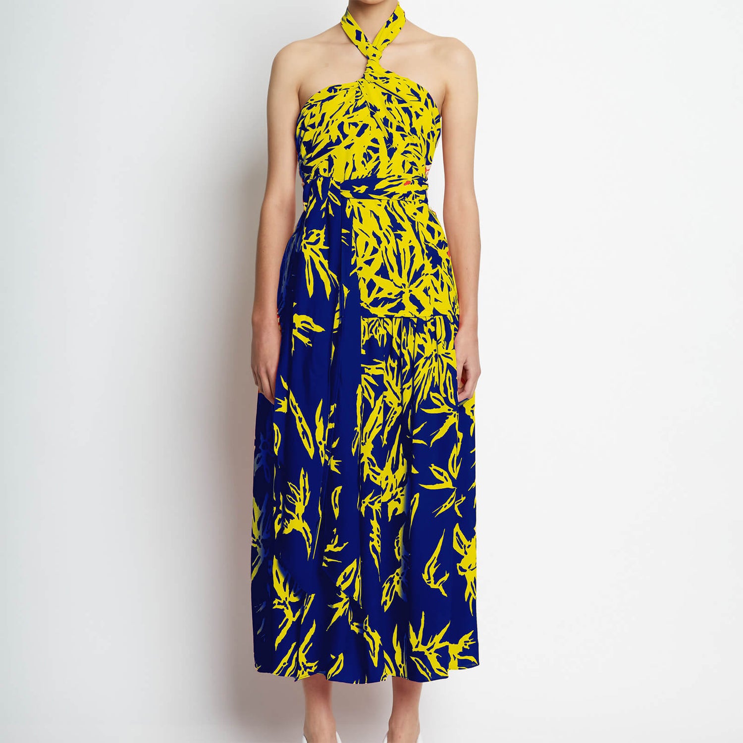 Proenza Schouler Women's Degrade Floral Halter Dress - Cobalt Mult - US2/UK 8