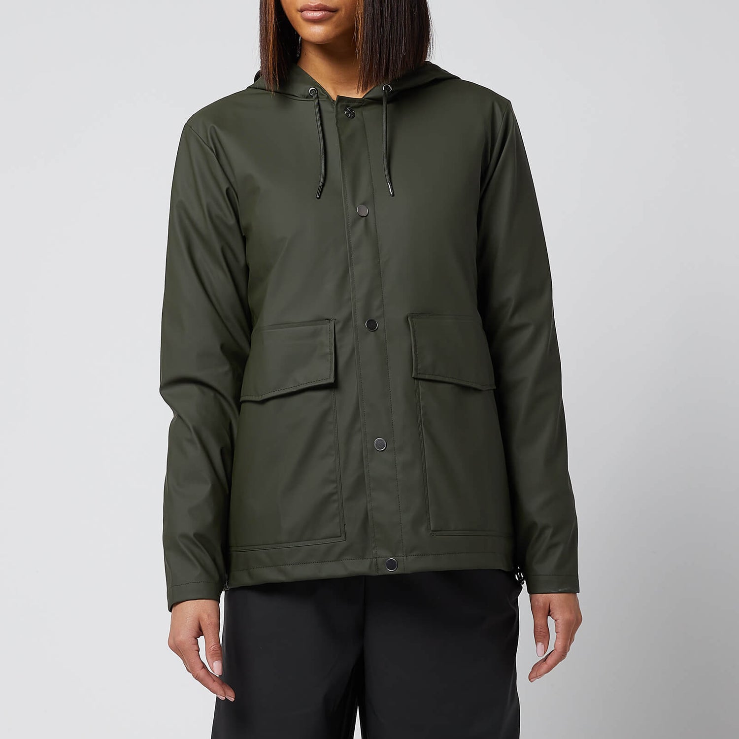 RAINS Women's Short Hooded Coat - Green - XS