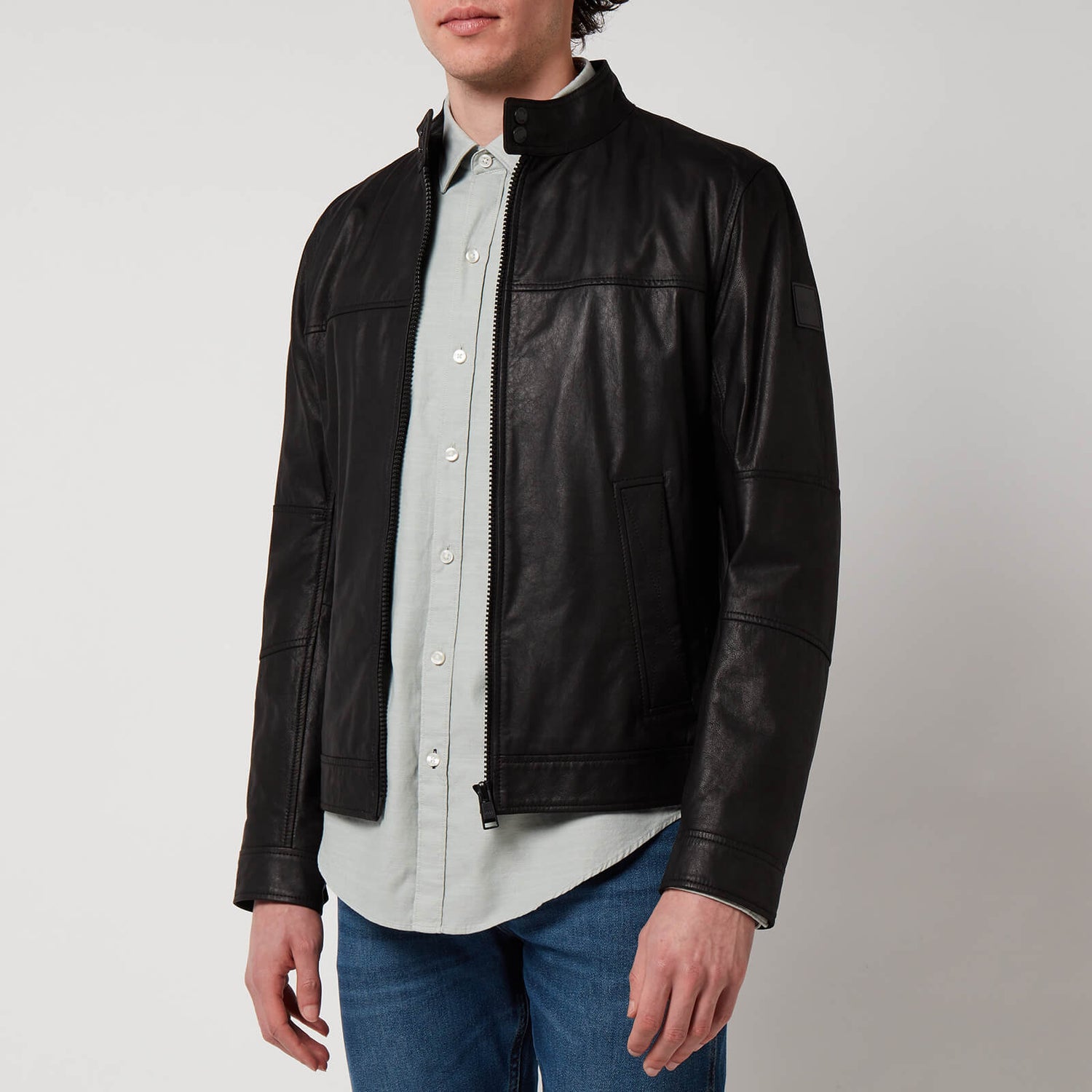 BOSS Casual Men's Josep 1 Leather Jacket - Black - EU 48/M