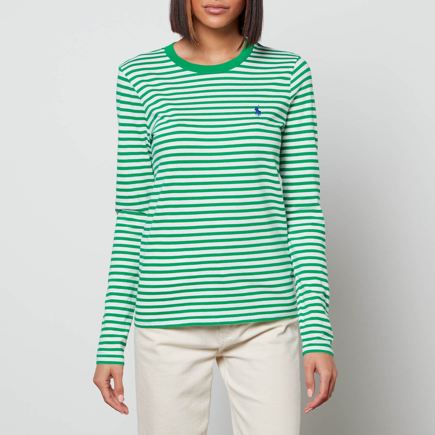 Polo Ralph Lauren Women's Stripe Long Sleeve T-Shirt - Cruise Green/White - XS