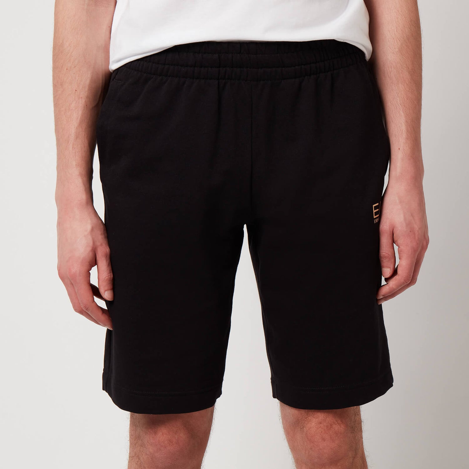 EA7 Men's Logo Series French Terry Shorts - Black/Gold