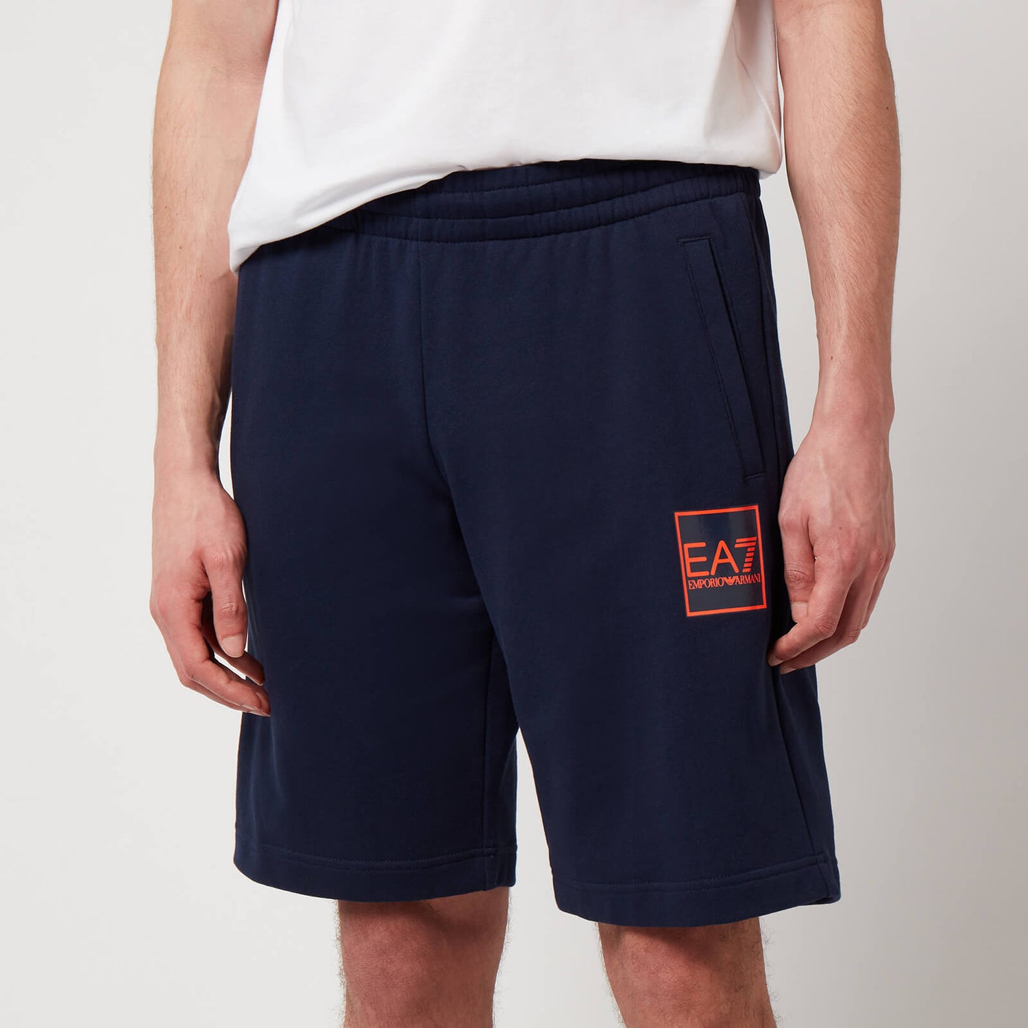 EA7 Men's Graphic Series French Terry Jersey Shorts - Navy Blue - M