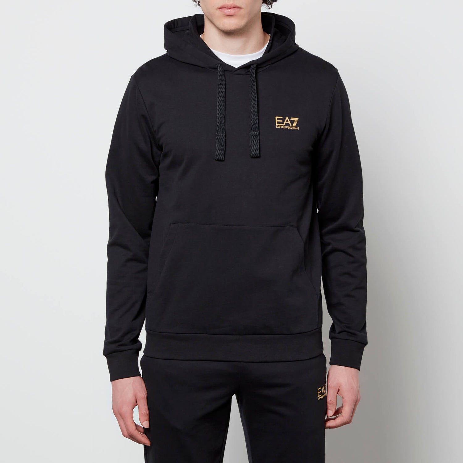 EA7 Men's Core Identity French Terry Hoodie - Black/Gold - S