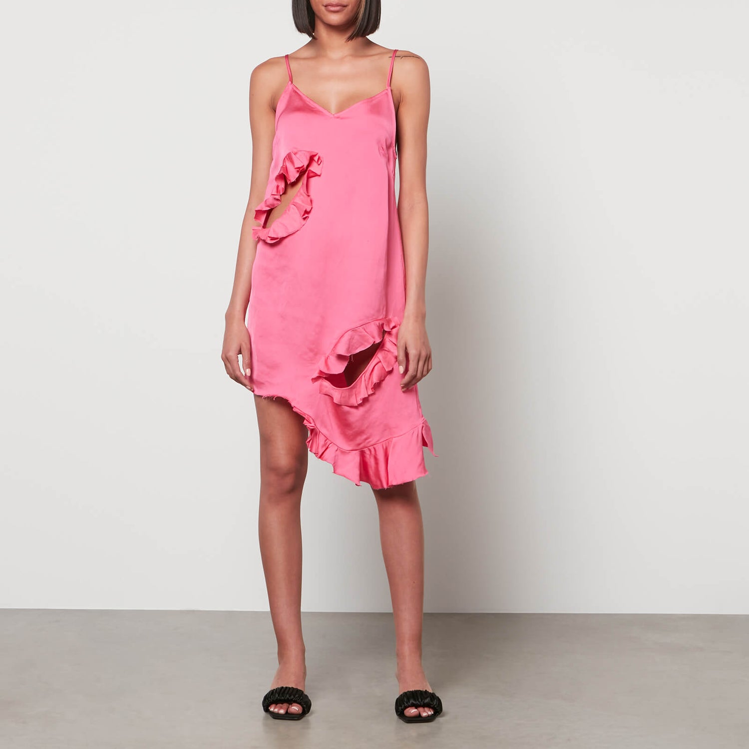 Marques Almeida Women's Slip Dress With Flounces - Pink - UK 6