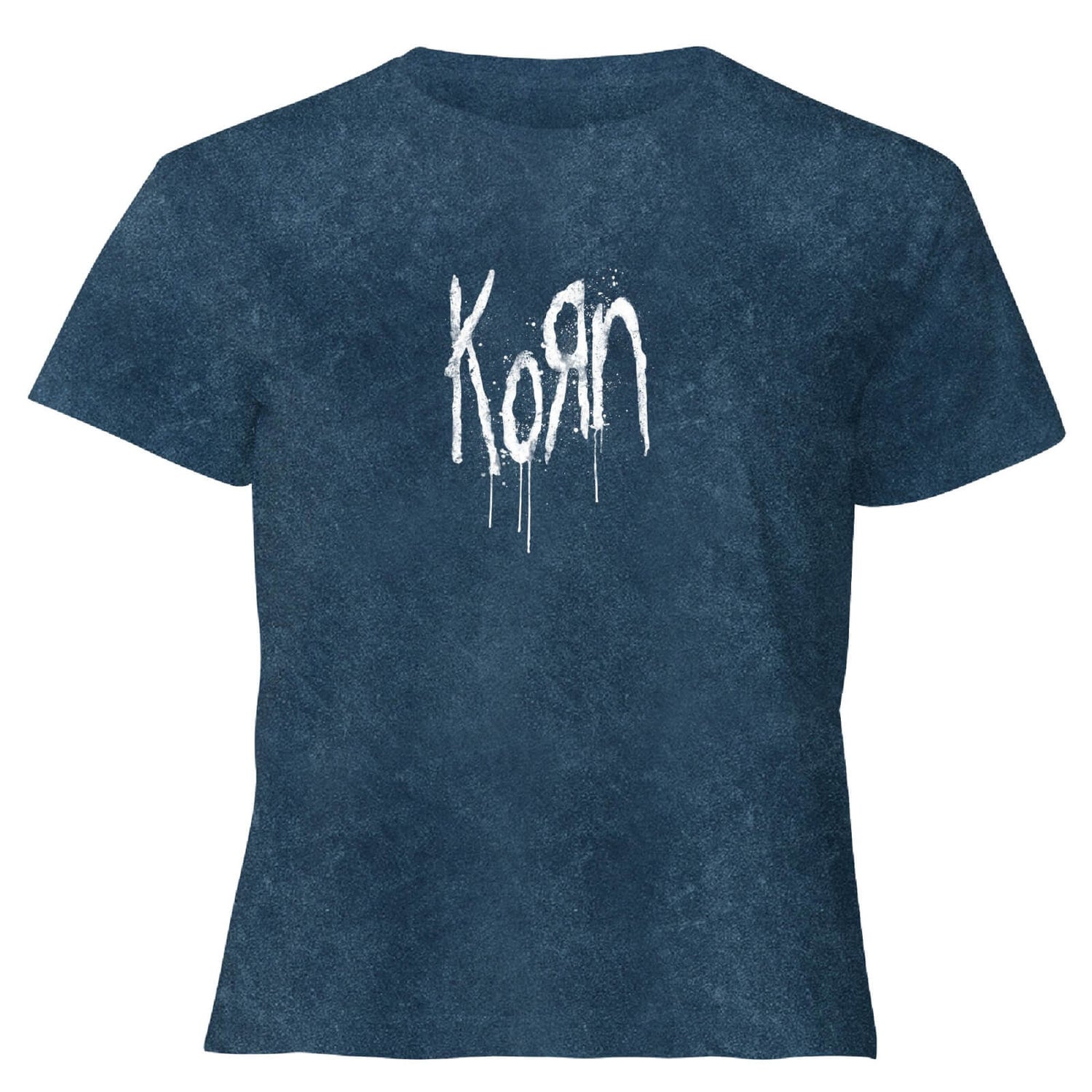 Korn Splatter Women's Cropped T-Shirt - Navy Acid Wash
