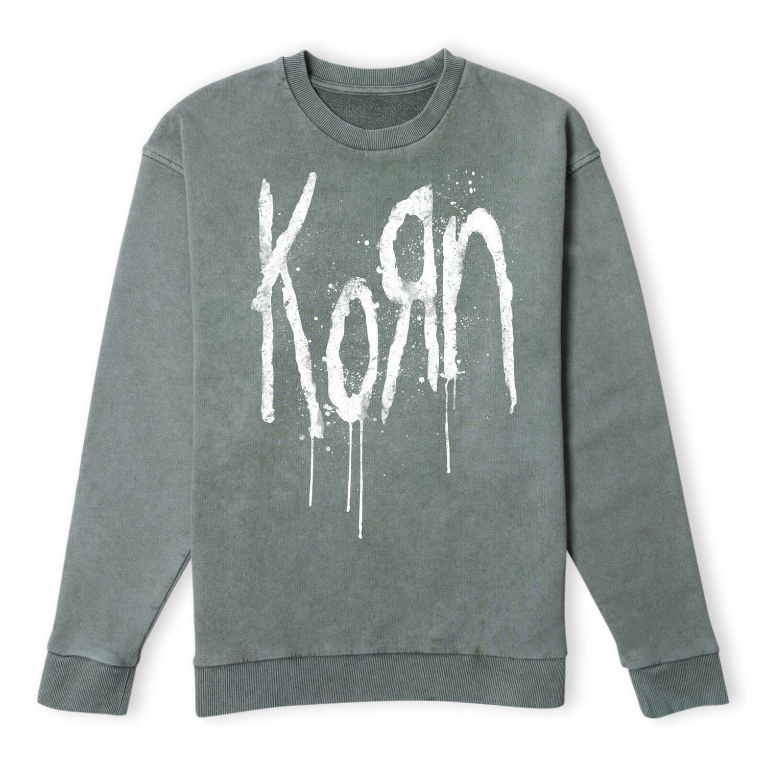 Korn Splatter Sweatshirt - Khaki Acid Wash