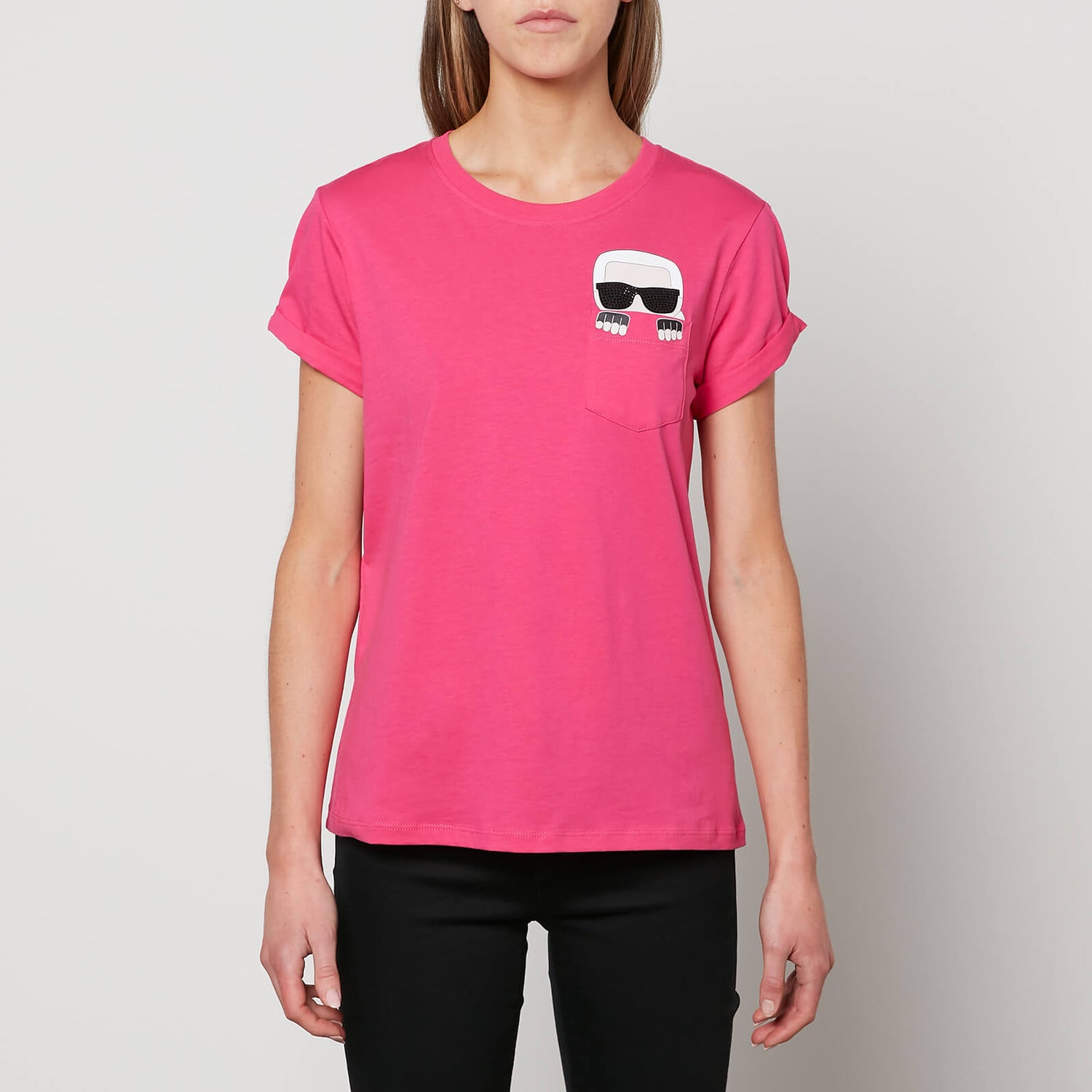 KARL LAGERFELD Women's Ikonik Karl Pocket T-Shirt - Pink