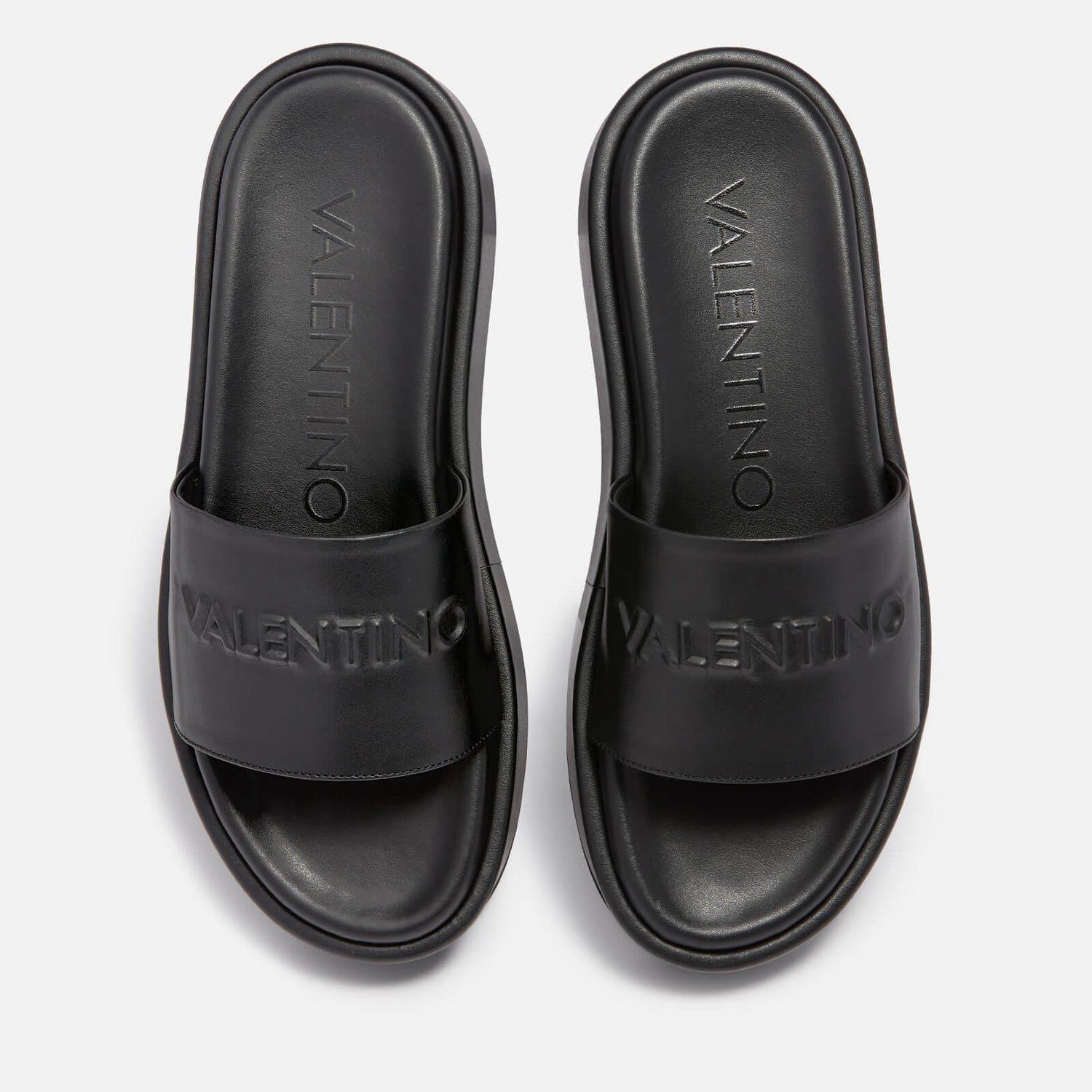 Valentino Shoes Women's Leather Flatform Sandals - Black - UK 3
