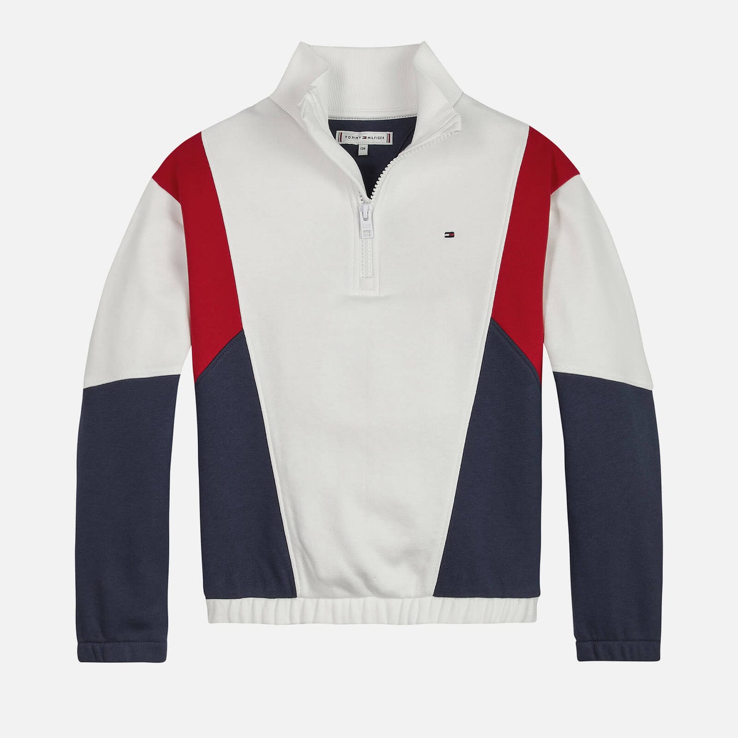 Tommy Hilfiger Kids’ Colour-Block Half Zip Cotton-Blend Jersey Sweatshirt
