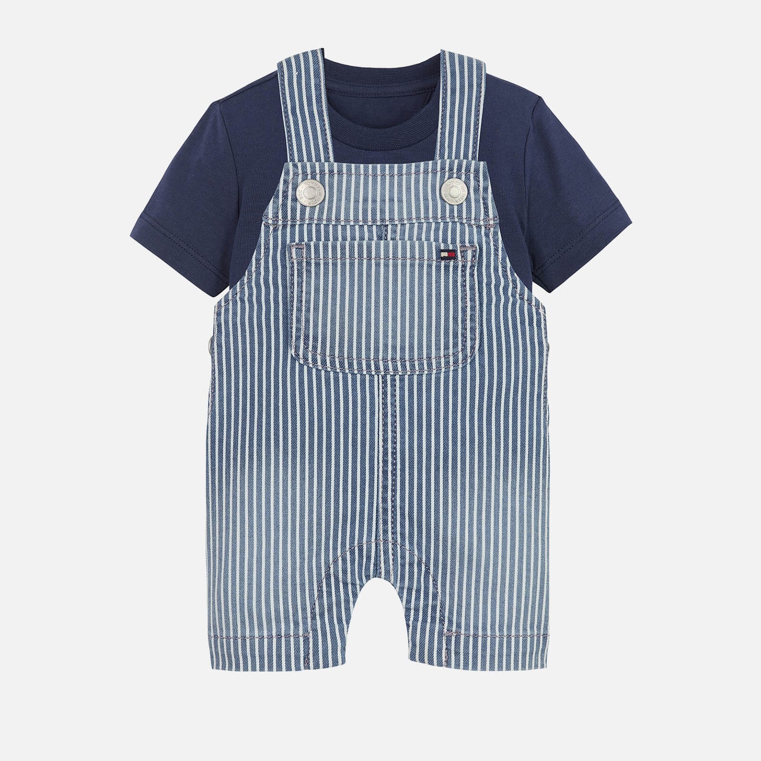 Tommy Hilfiger Baby Striped Cotton-Blend Dungarees and T-Shirt Set