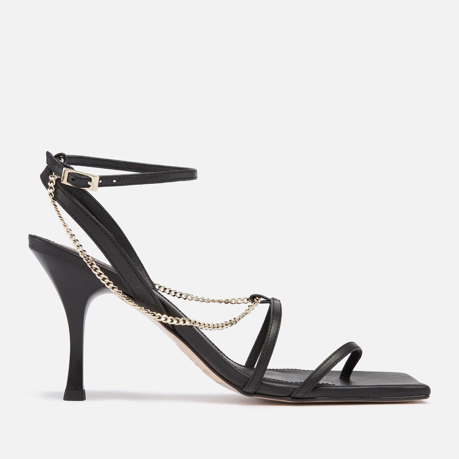 ALOHAS Women's Straps Chain Heeled Sandals - Black