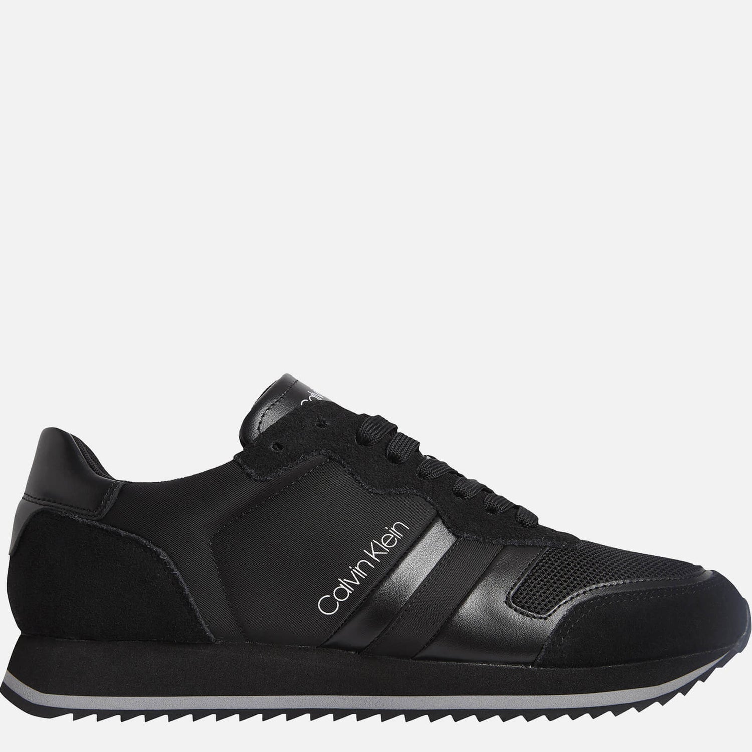 Calvin Klein Men's Lace Up Mix Running Style Trainers - Triple Black - UK 9