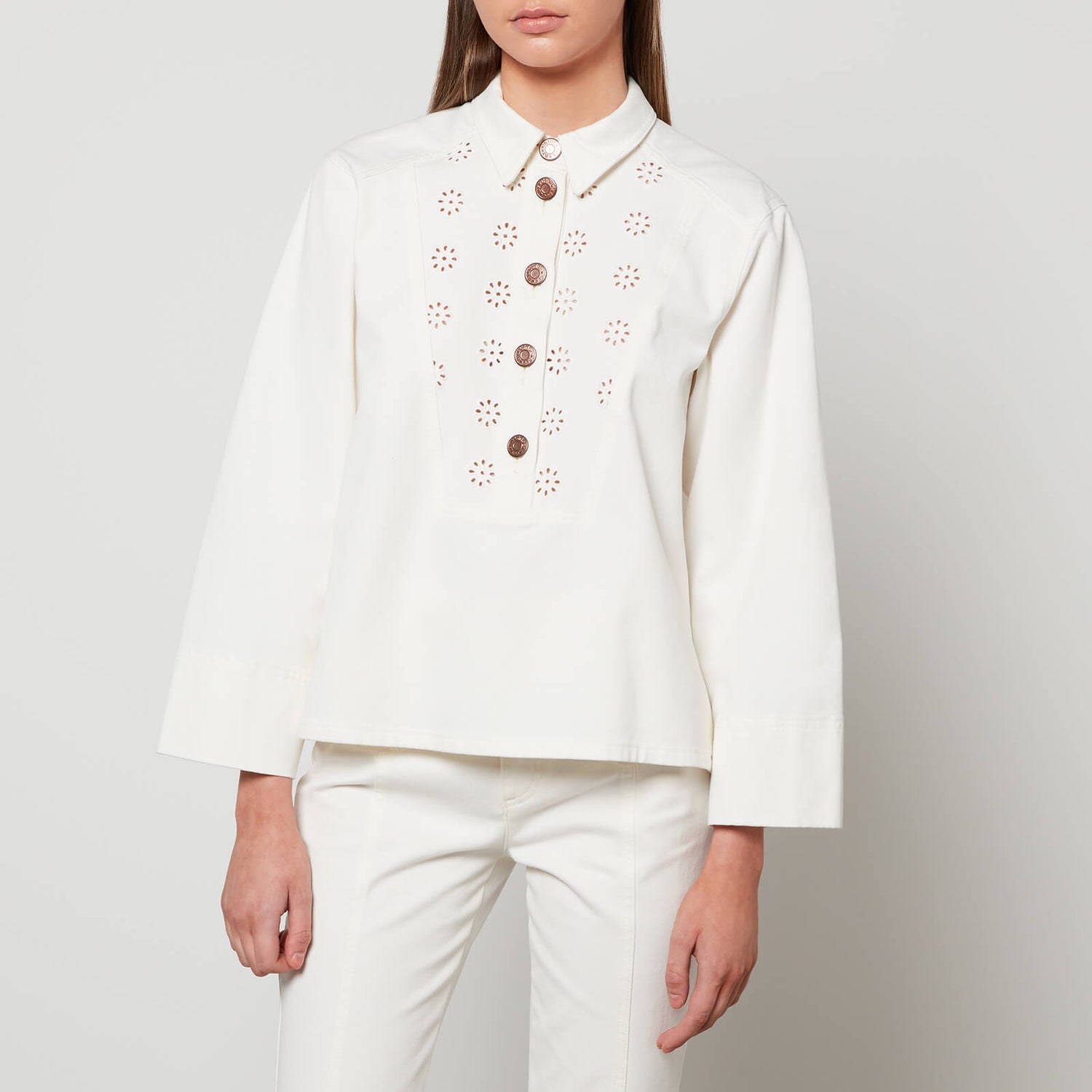 See By Chloé Women's Broderie Anglaise Denim Jacket - White - EU 38/UK 10