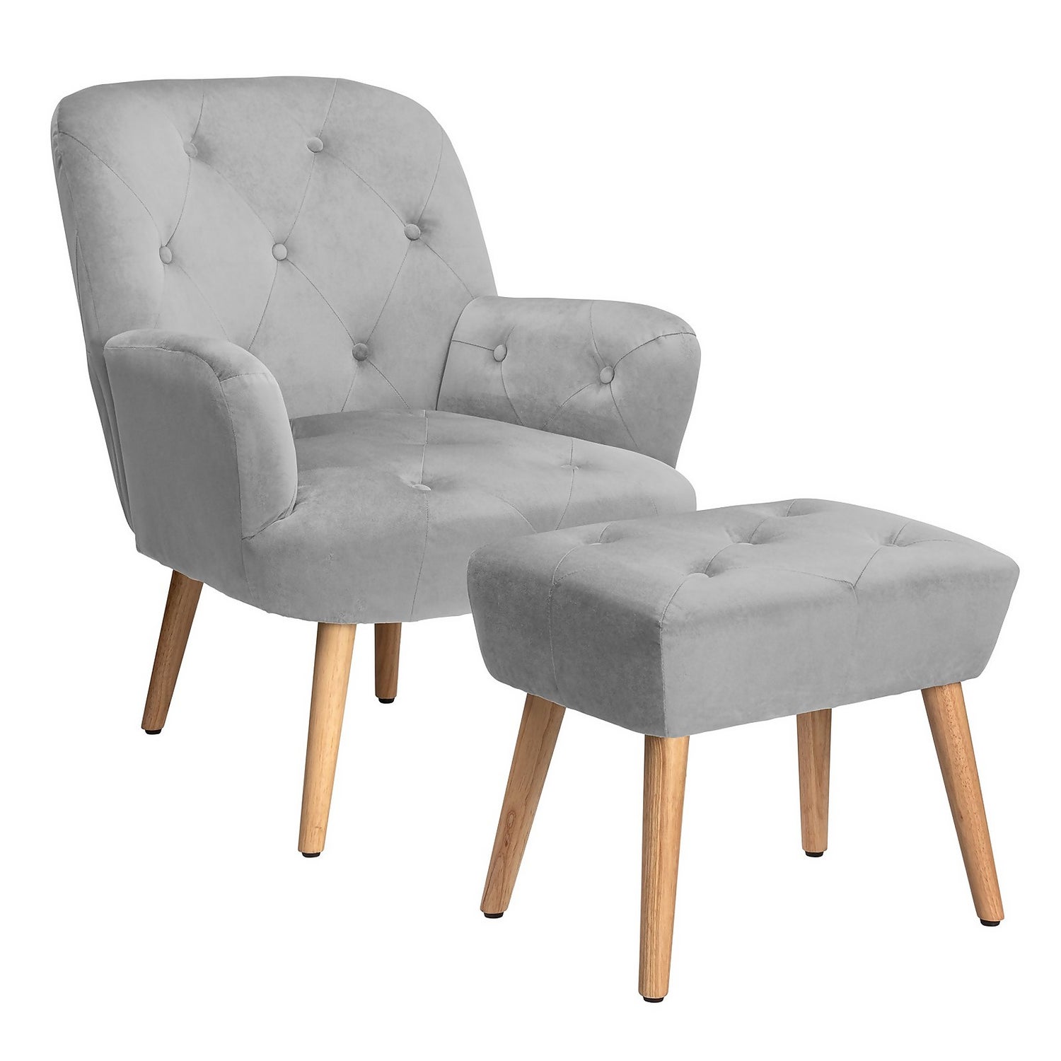 Thomas Armchair Footstool Grey Homebase