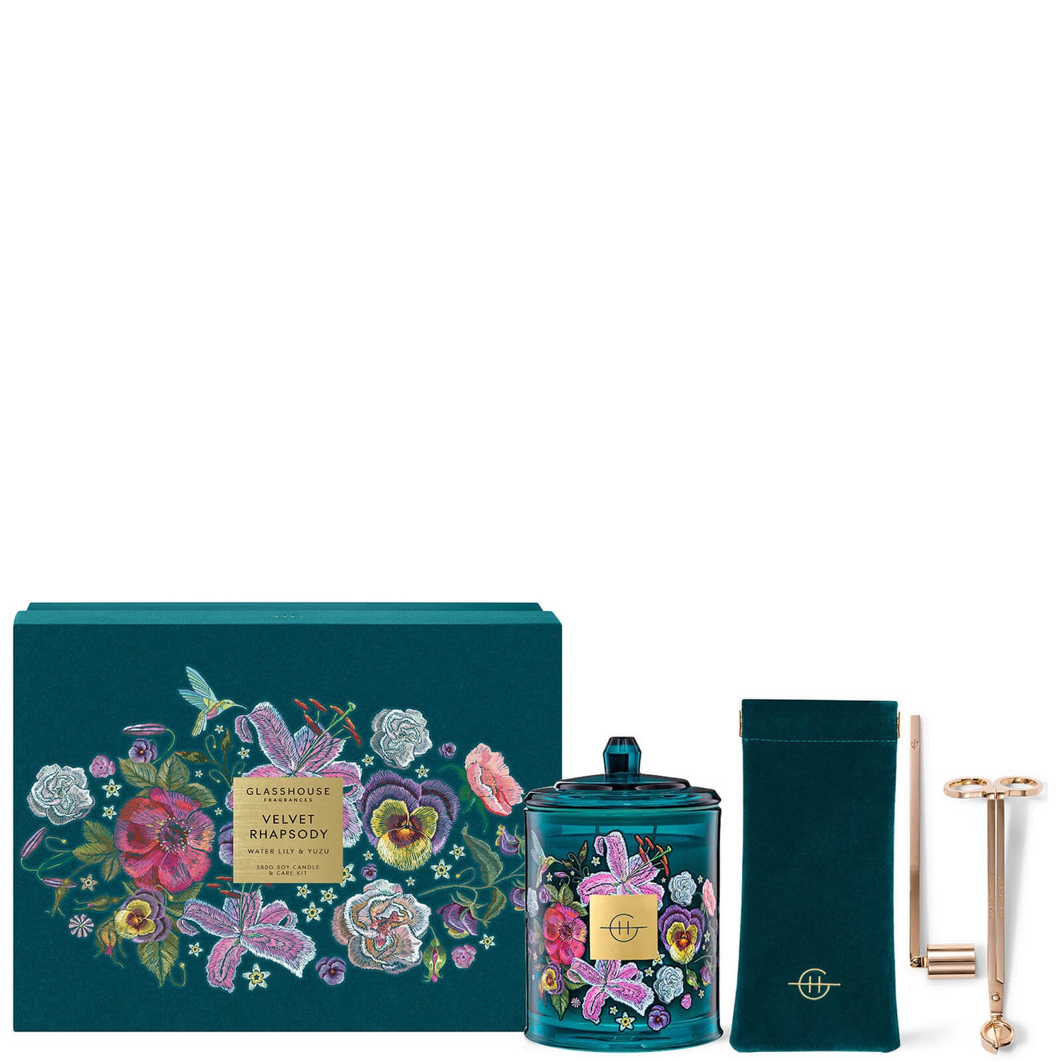 Glasshouse Fragrances Velvet Rhapsody Candle and Care Gift Set
