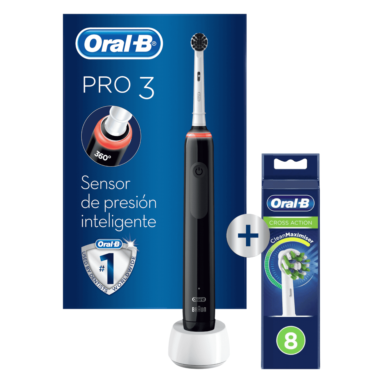 Oral-B Pro 3000 Pure Clean Elektrische Tandenborstel Wit + 8 Opzetborstels