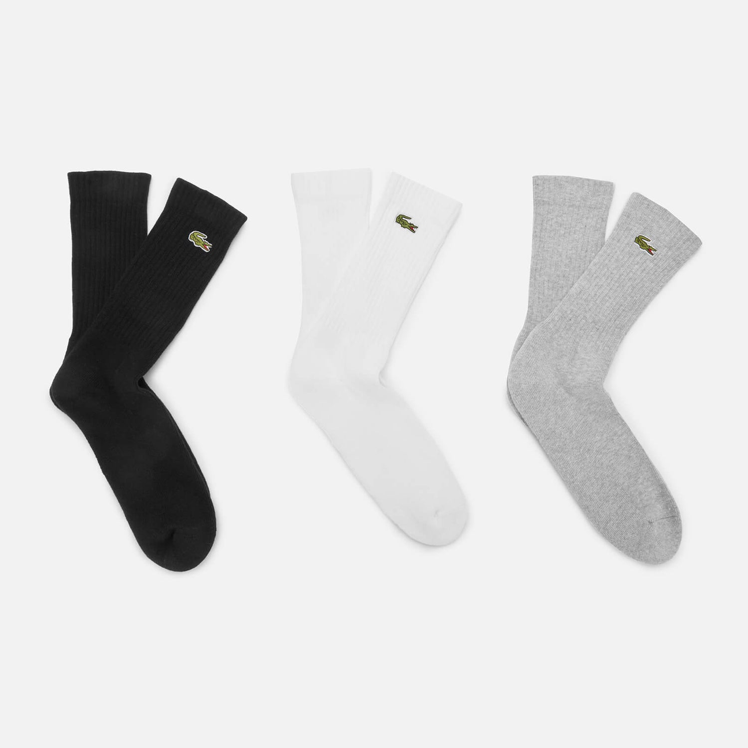 Lacoste Men's 3-Pack High Cut Socks - Silver Chine/Black/White