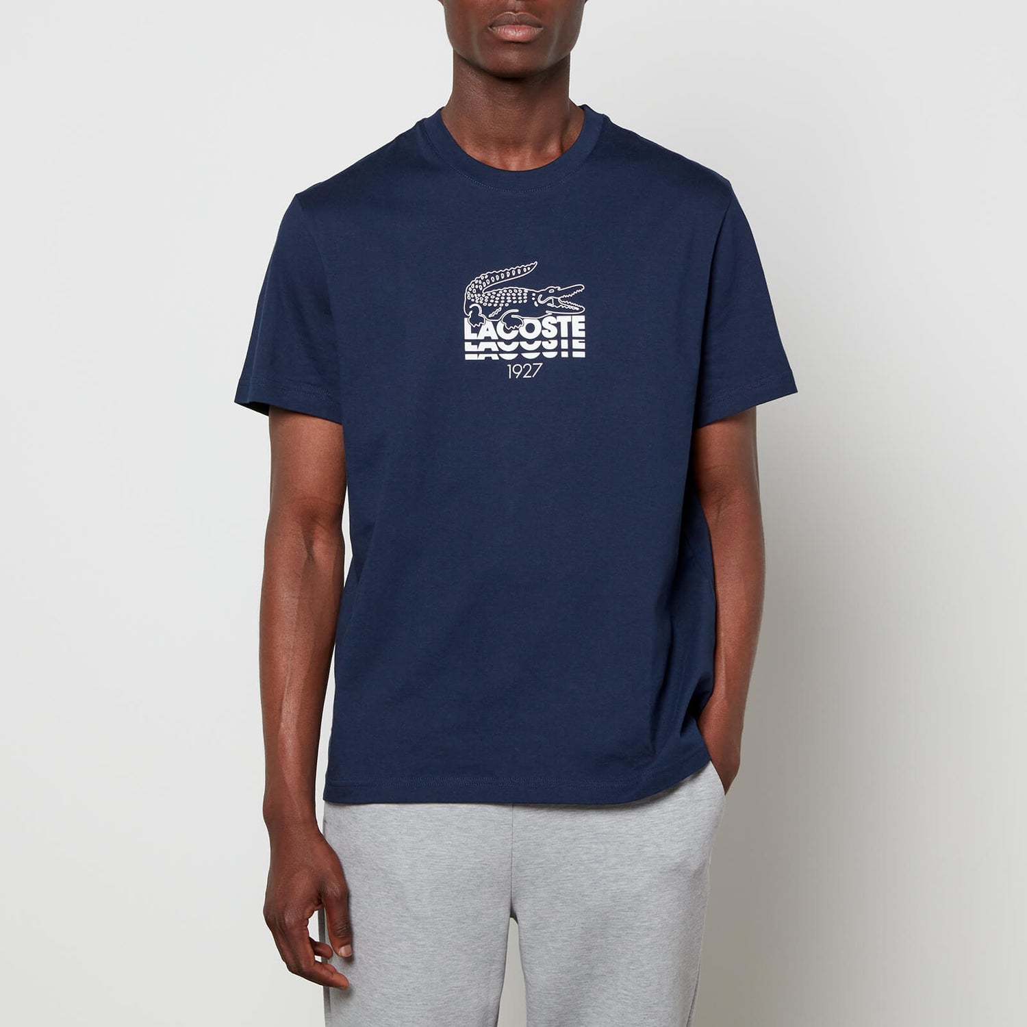 Lacoste Men's Text Logo T-Shirt - Navy Blue