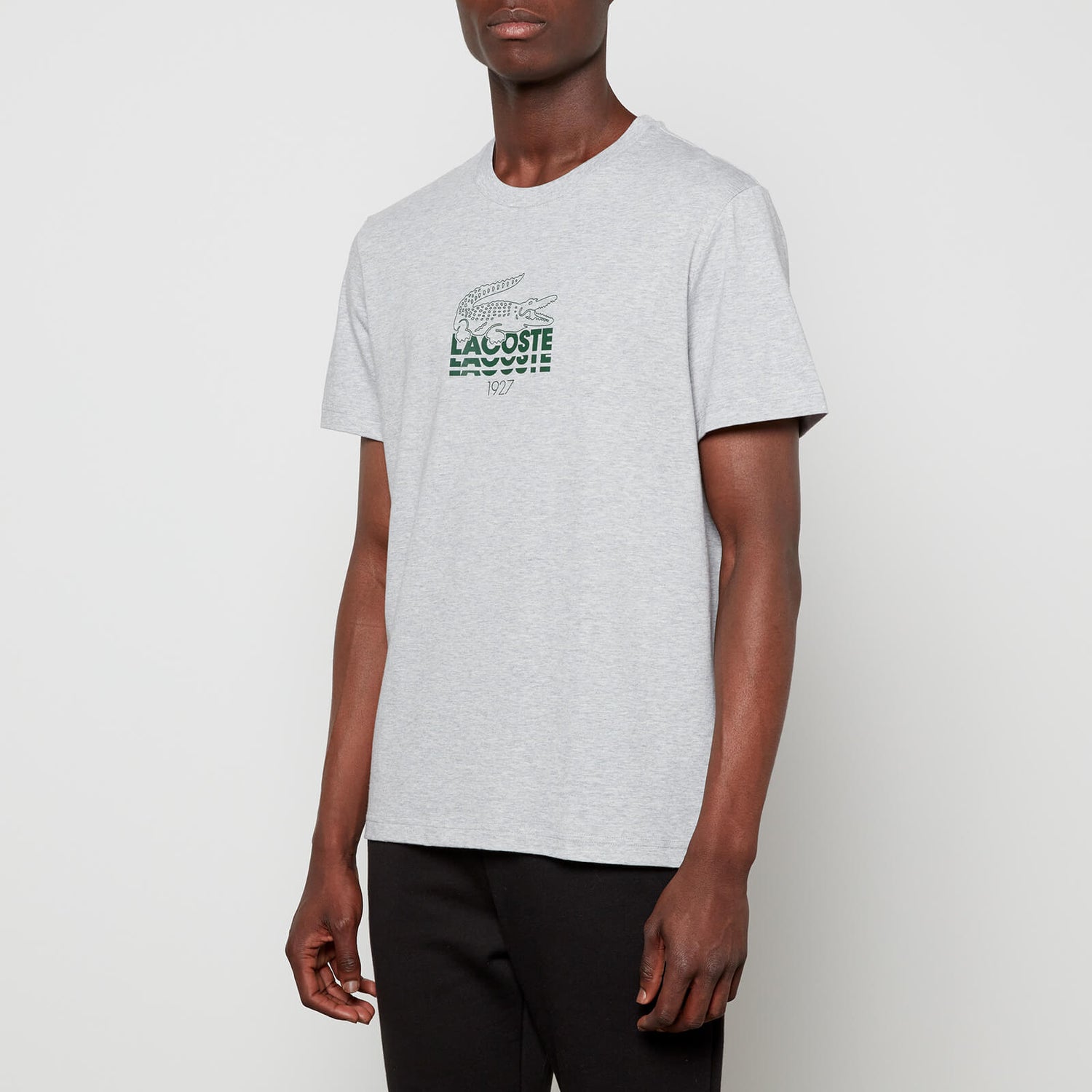Lacoste Men's Text Logo T-Shirt - Silver Chine - 4/M