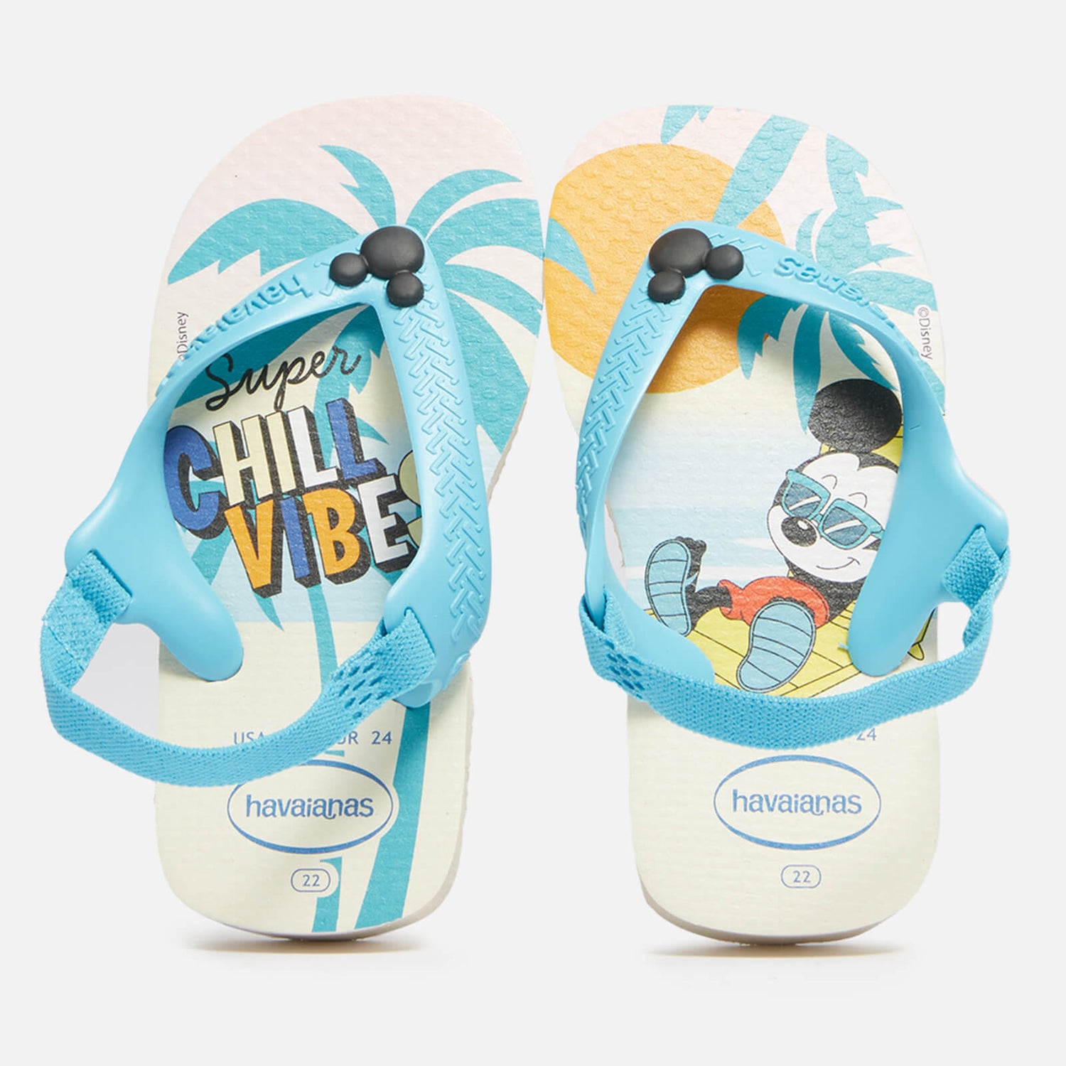 Havaianas Boys Disney Classic Flip Flops - Beige Straw Blue - UK 5 Toddler