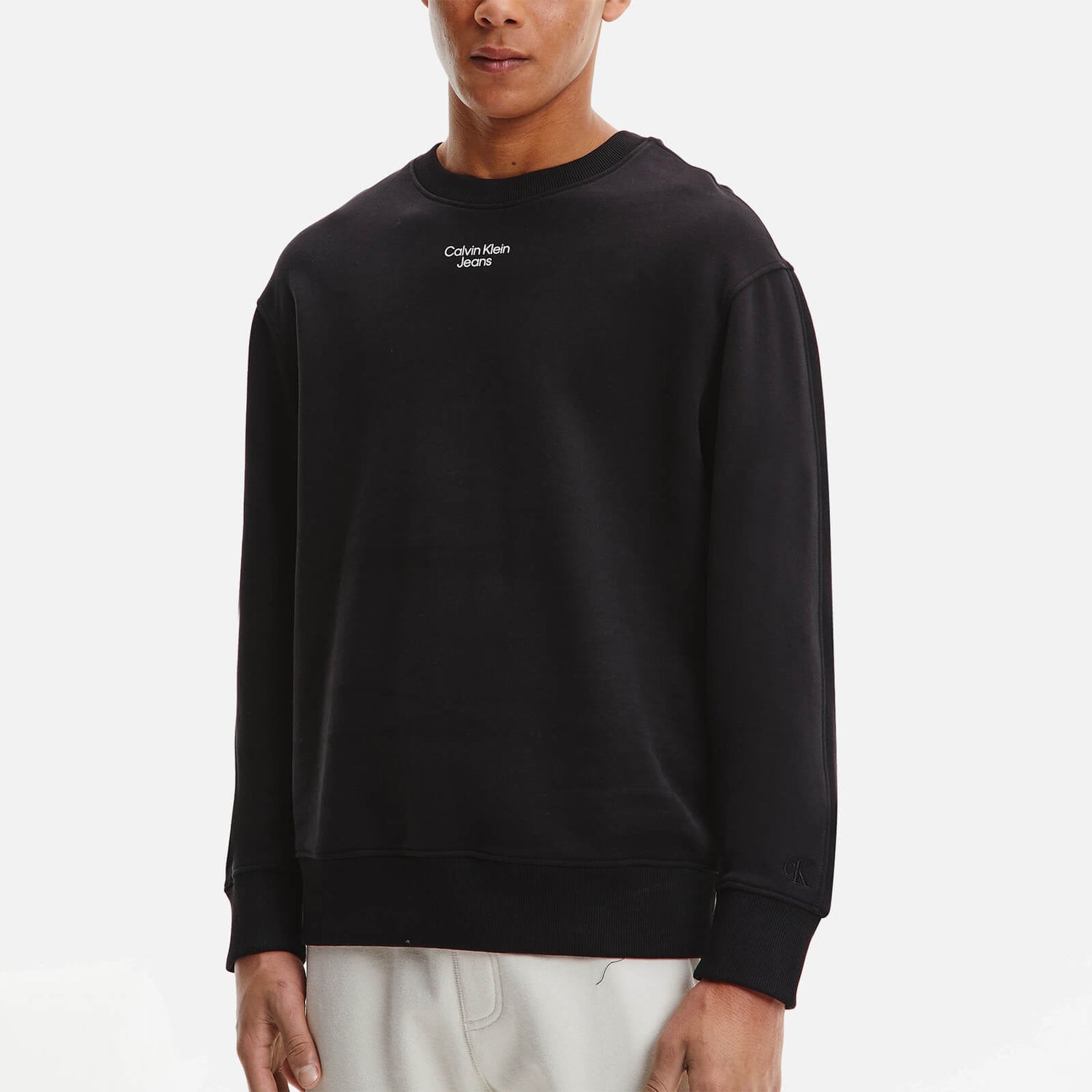 Calvin Klein Jeans Men's Stacked Logo Crew Sweatshirt - Black - S