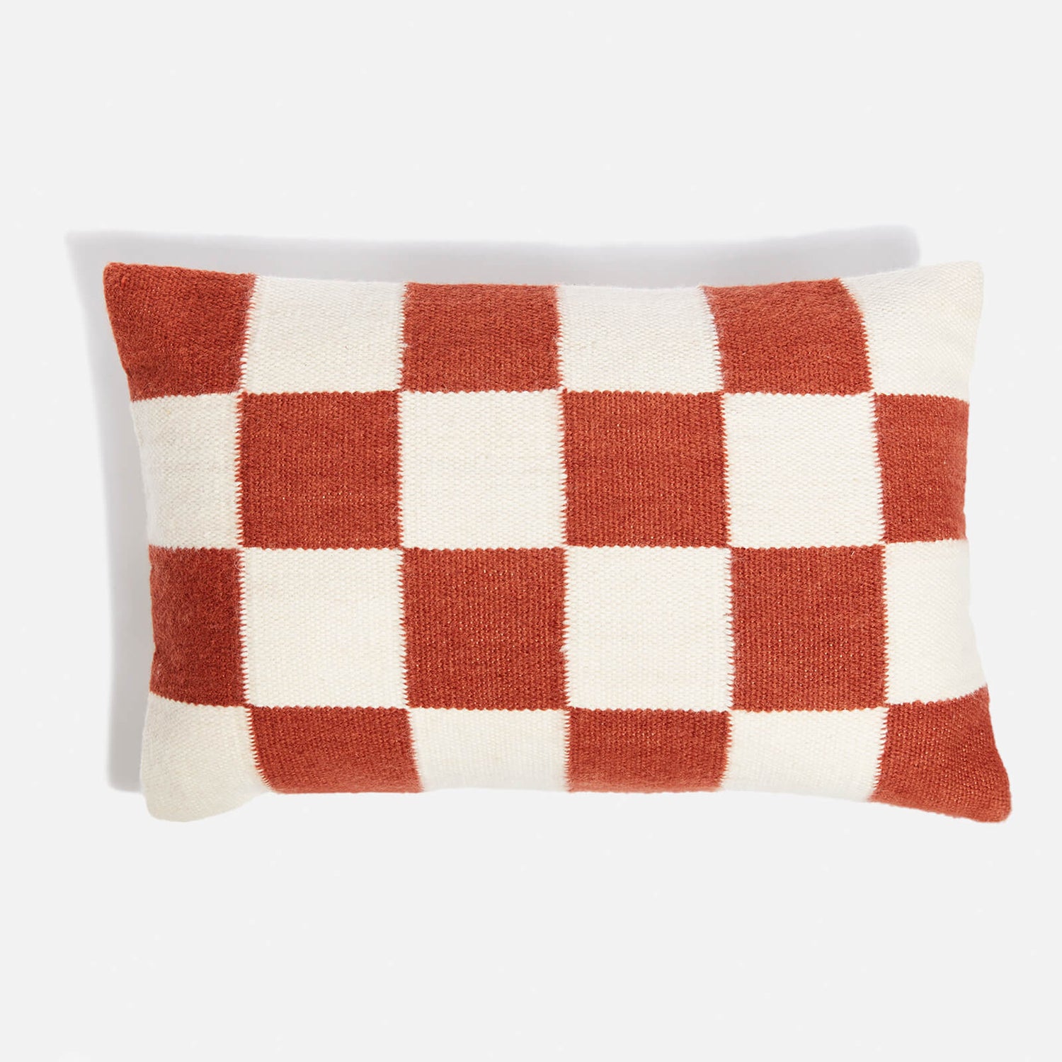 ïn home Wool Checkerboard Cushion - 40x60cm - Terracotta