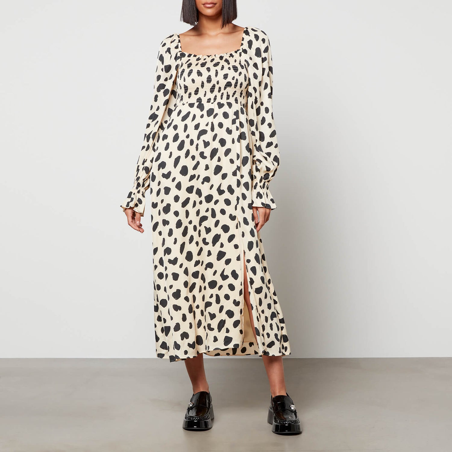 Kitri Women's Jolene Animal Spot Shirred Dress - Animal Spot - UK 6