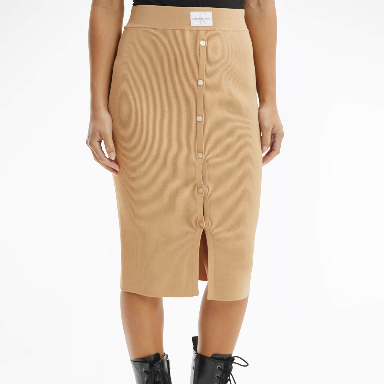 Calvin Klein Jeans Women's Badge Knitted Skirt - Tawny Sand - S