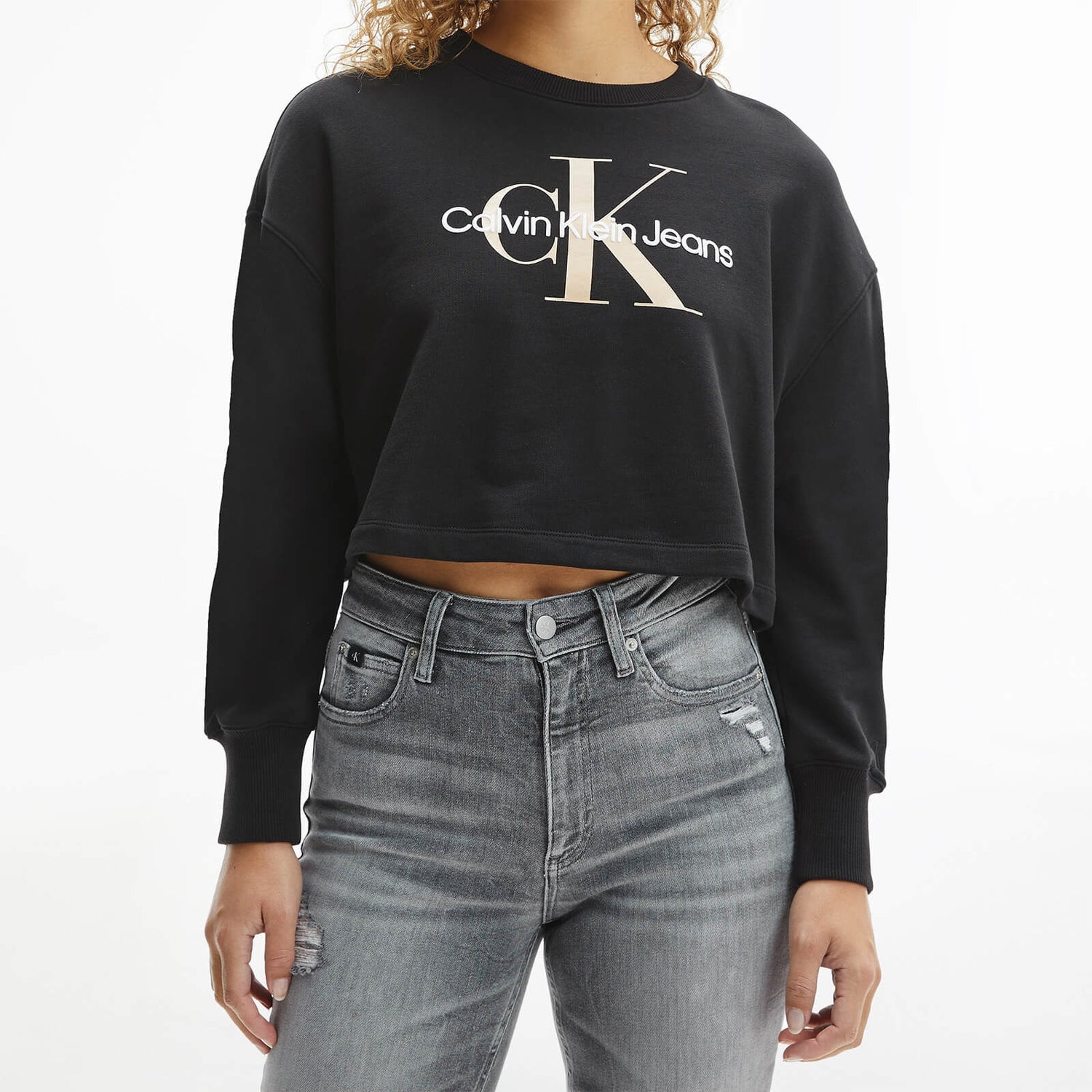 Calvin Klein Jeans Women's Seasonal Monogram Crew Neck Sweatshirt - Ck Black - XS