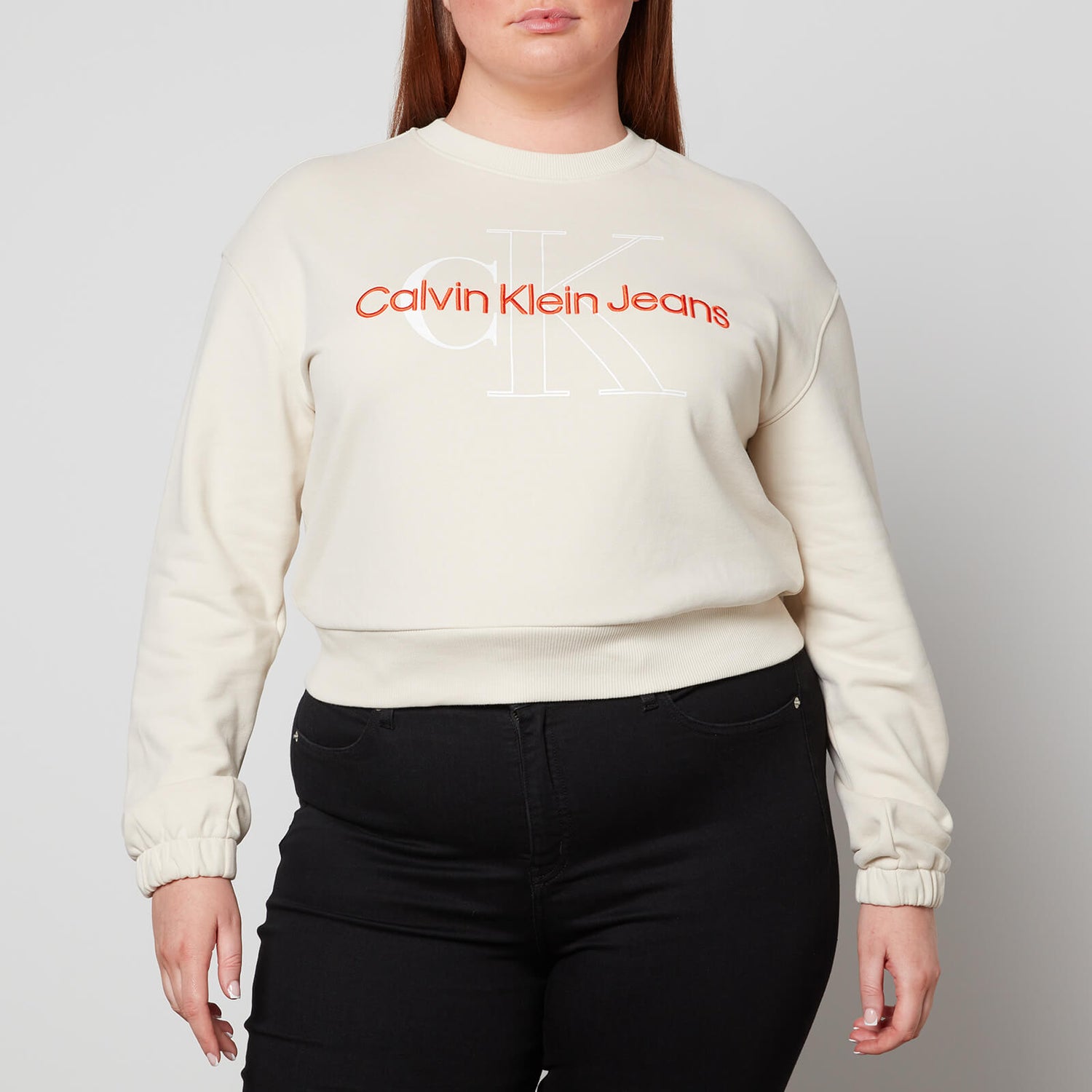 Calvin Klein Jeans Plus Logo Embroidery Cotton-Jersey Sweatshirt - 2XL
