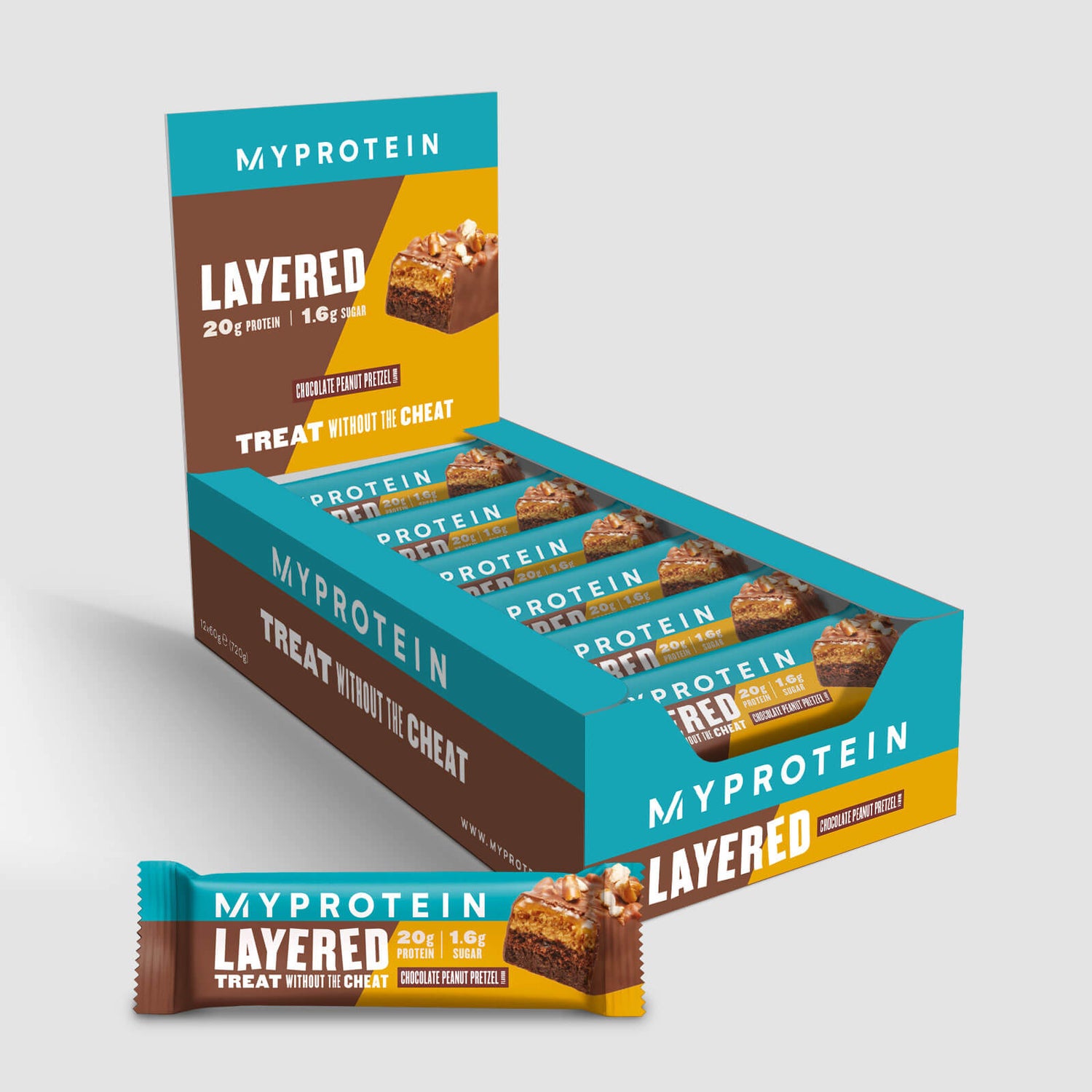 Layered Protein Bar szelet - 12 x 60g - Chocolate Peanut Pretzel