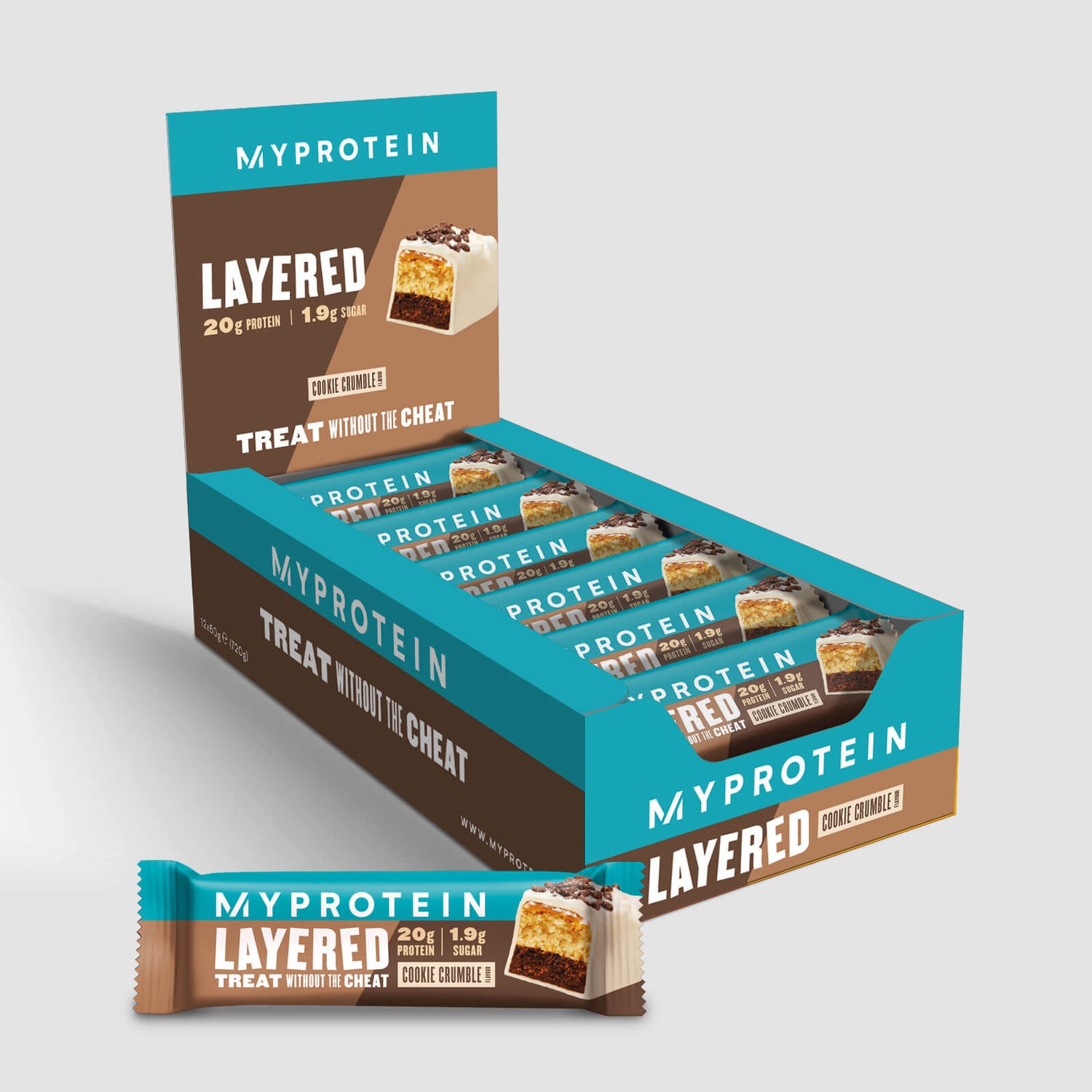 Layered Protein Bar szelet - 12 x 60g - Cookie Crumble