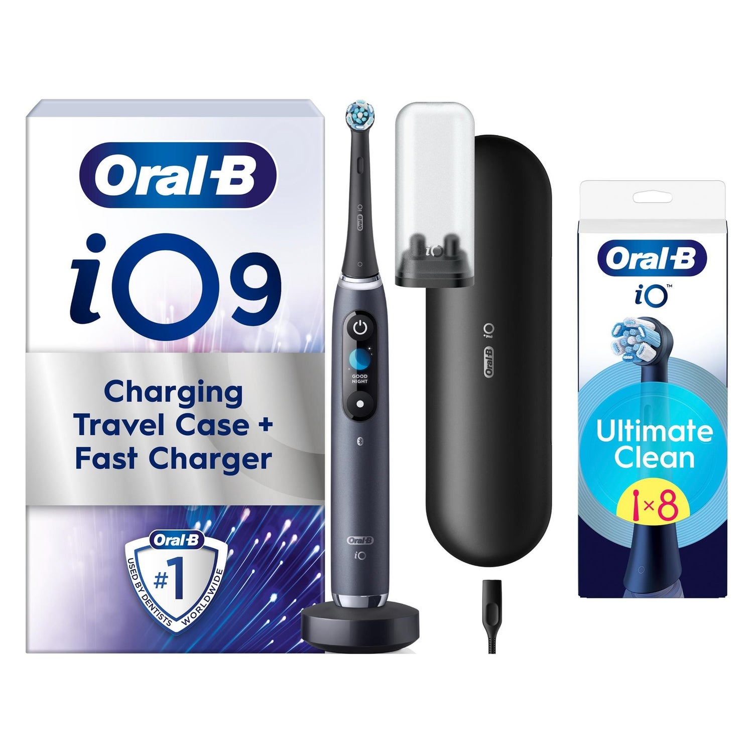 Oral B iO9 Black Onyx Electric Toothbrush with Charging Travel Case