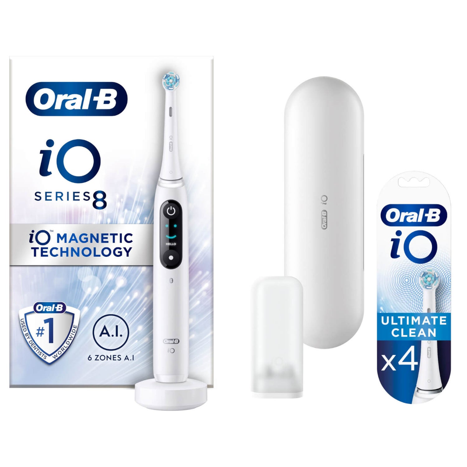 Oral B iO8 White Electric Toothbrush with Travel Case