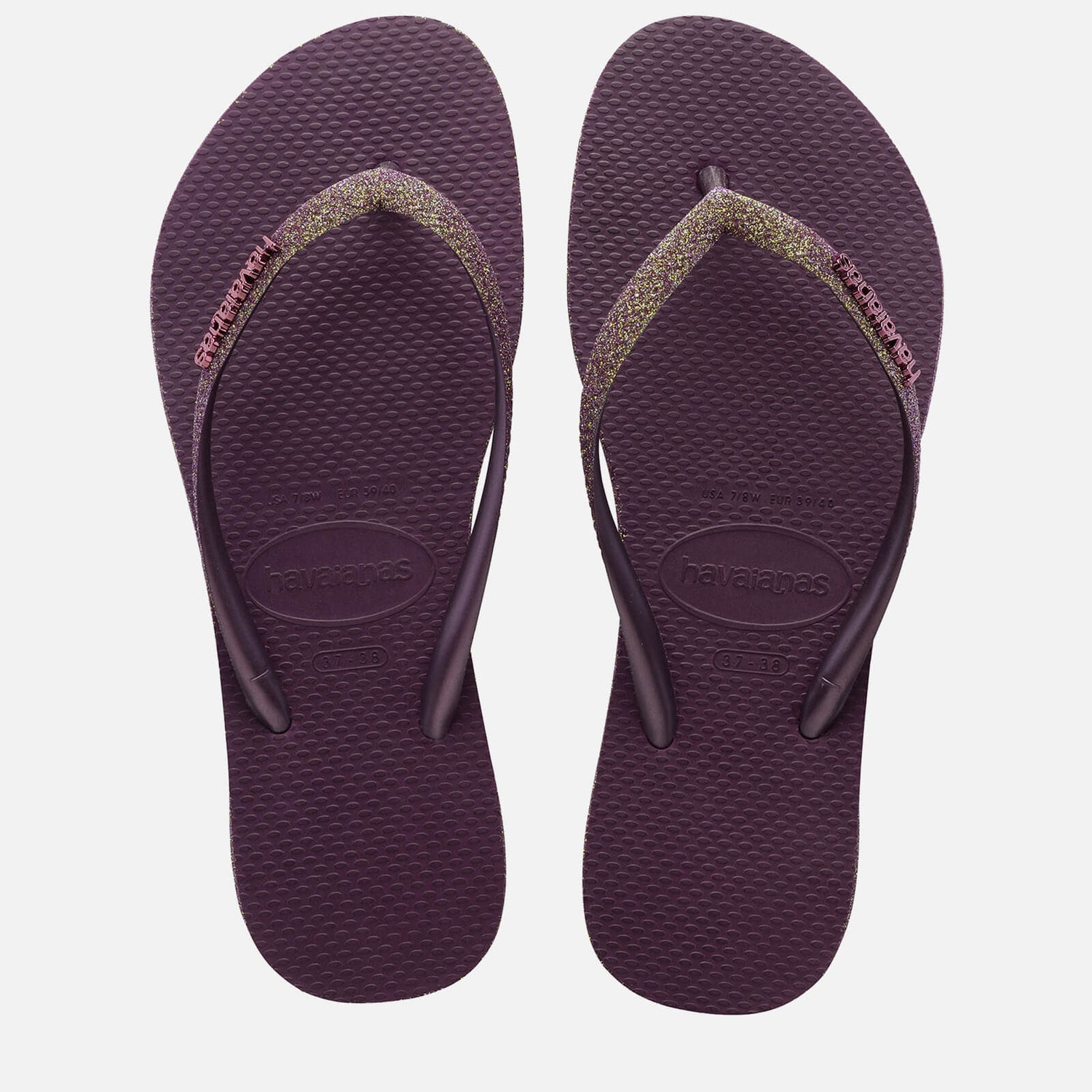 Havaianas Women's Slim Sparkle Ii Flip Flops - Aubergine - UK 3/4