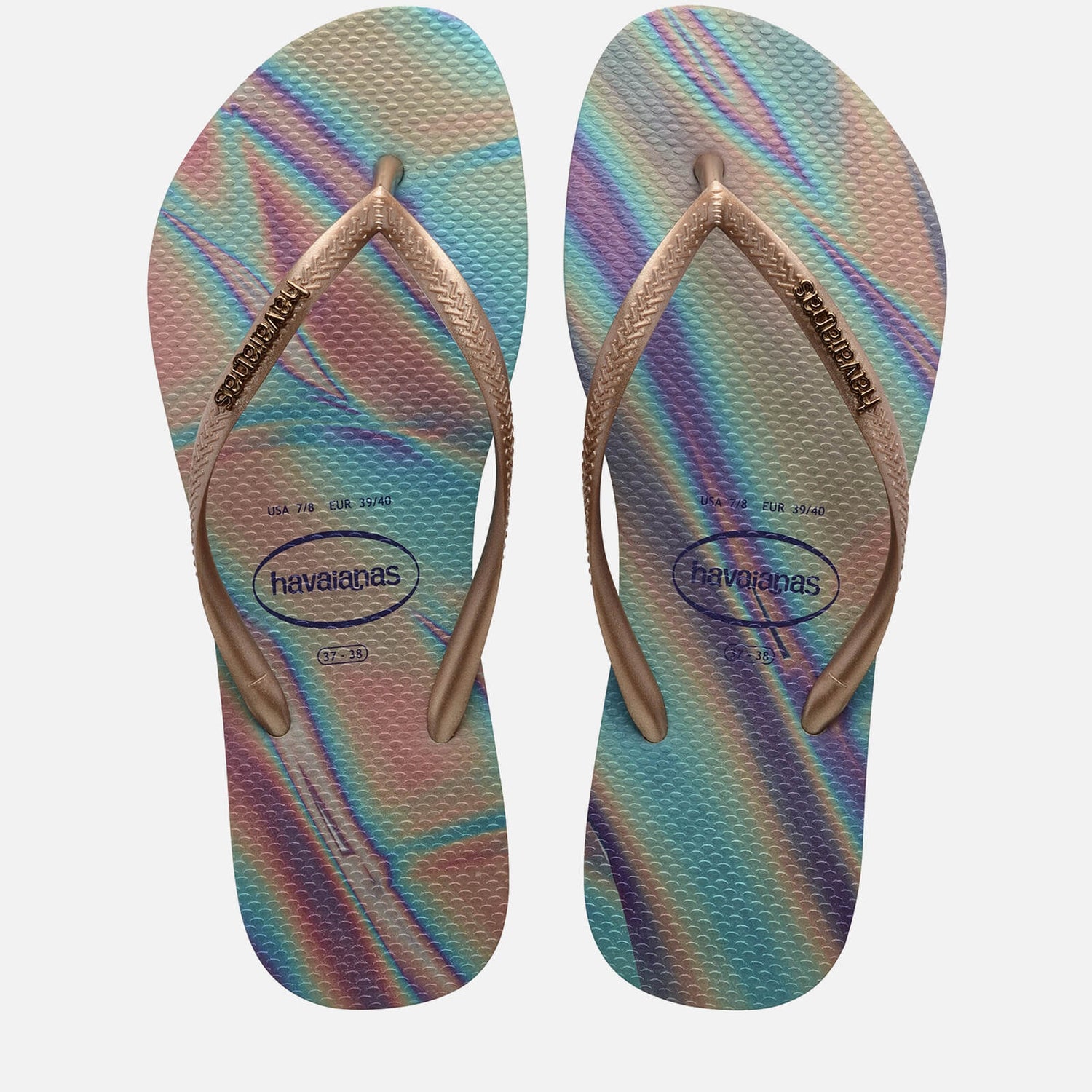 Havaianas Women's Slim Iridescent Flip Flops - Sand Grey - UK 3/4