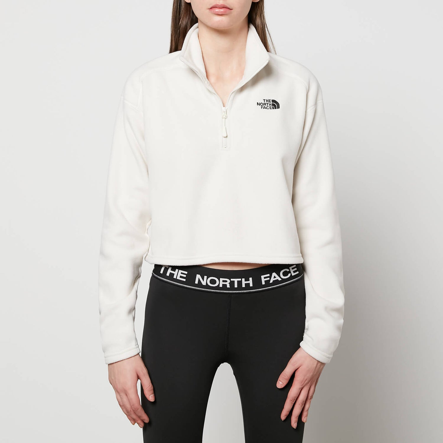 The North Face Women's 100 Glacier Cropped 1/4 Zip Fleece - Vintage White - XS