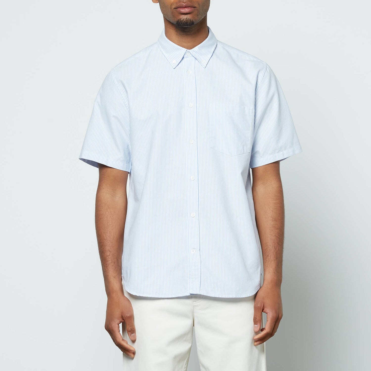 Norse Projects Men's Osvald Oxford Short Sleeve Shirt - Blue Stripe - S