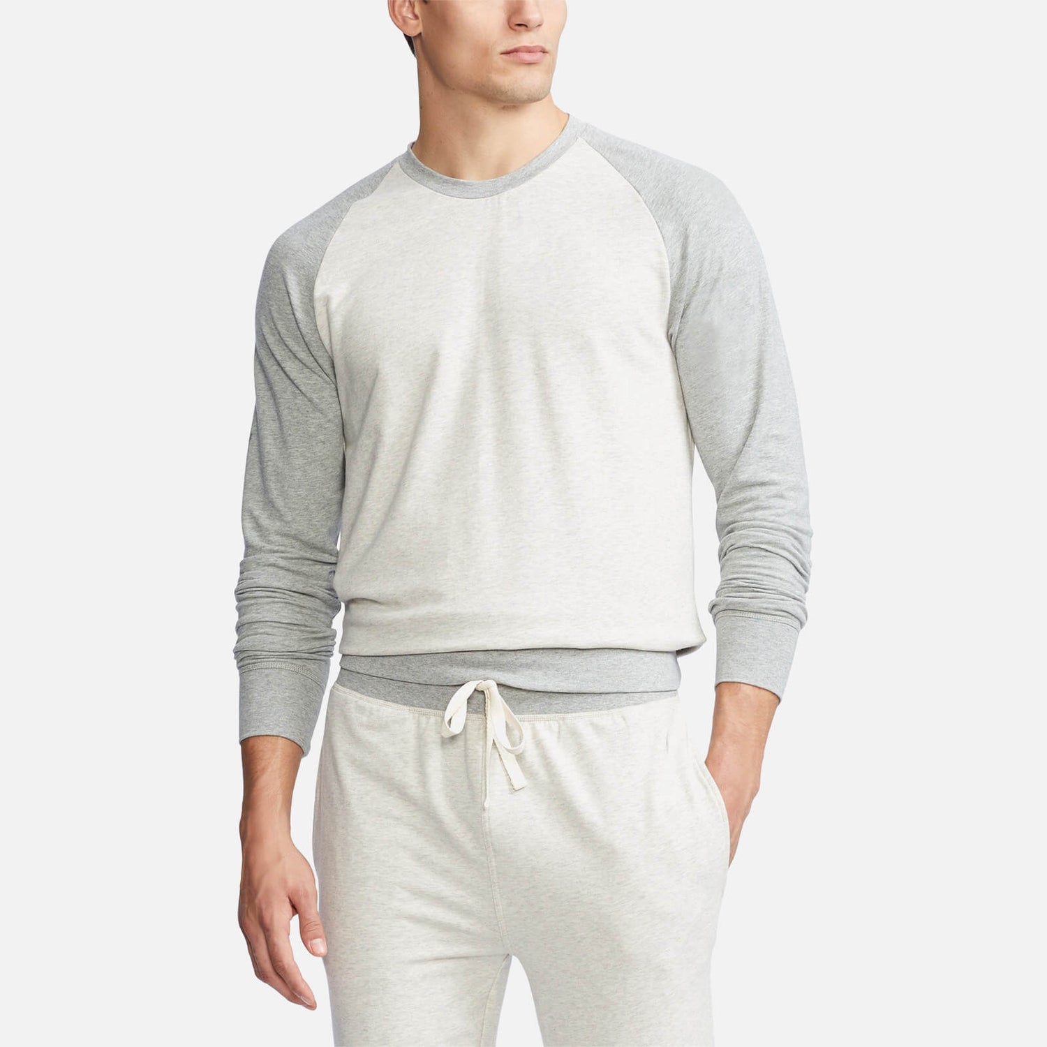 Polo Ralph Lauren Men's Lightweight Fleece Long Sleeve Top - Grey Colour Block