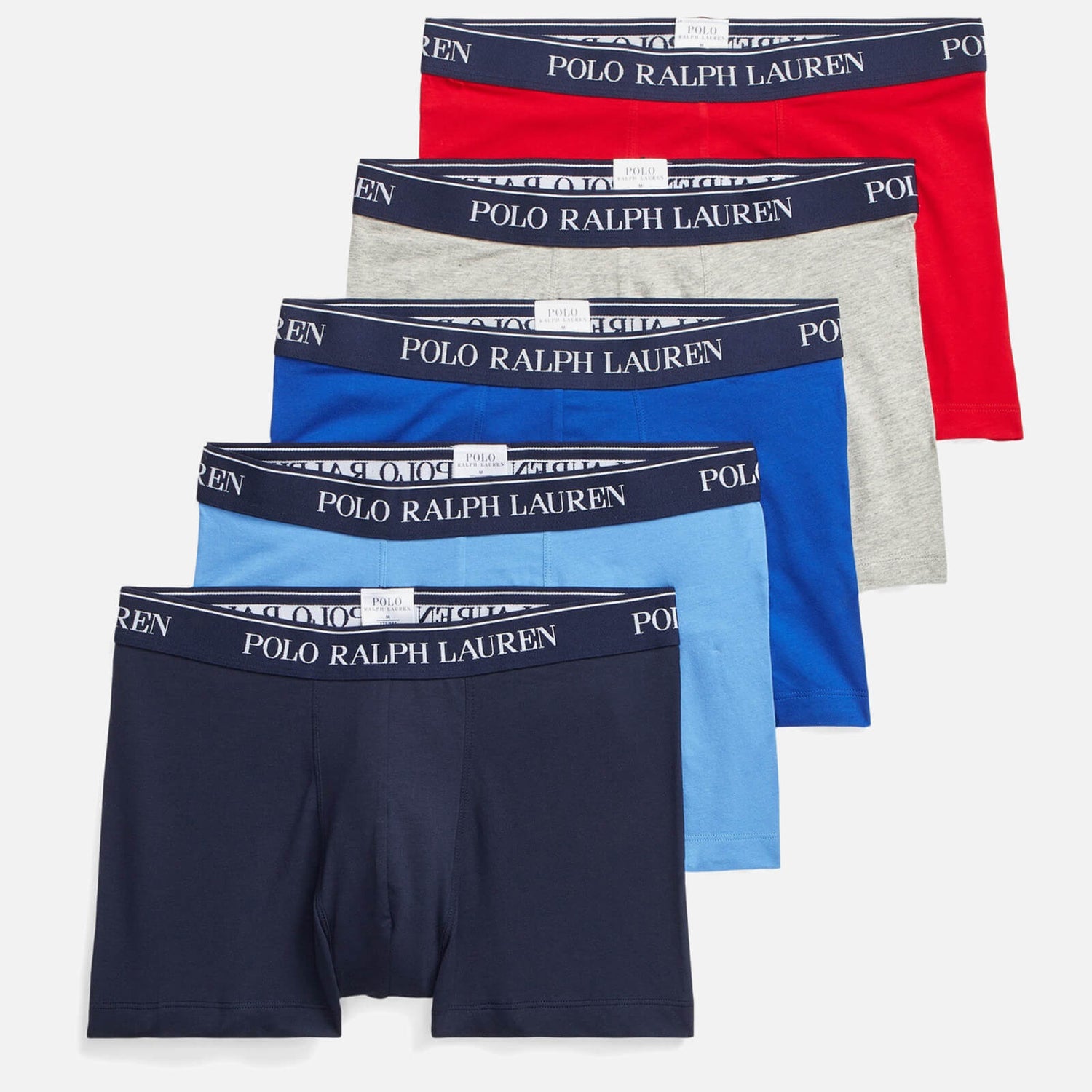 Polo Ralph Lauren Men's Classic 5 Pack Trunks - Red/Grey/Royal/Blue/Navy - S