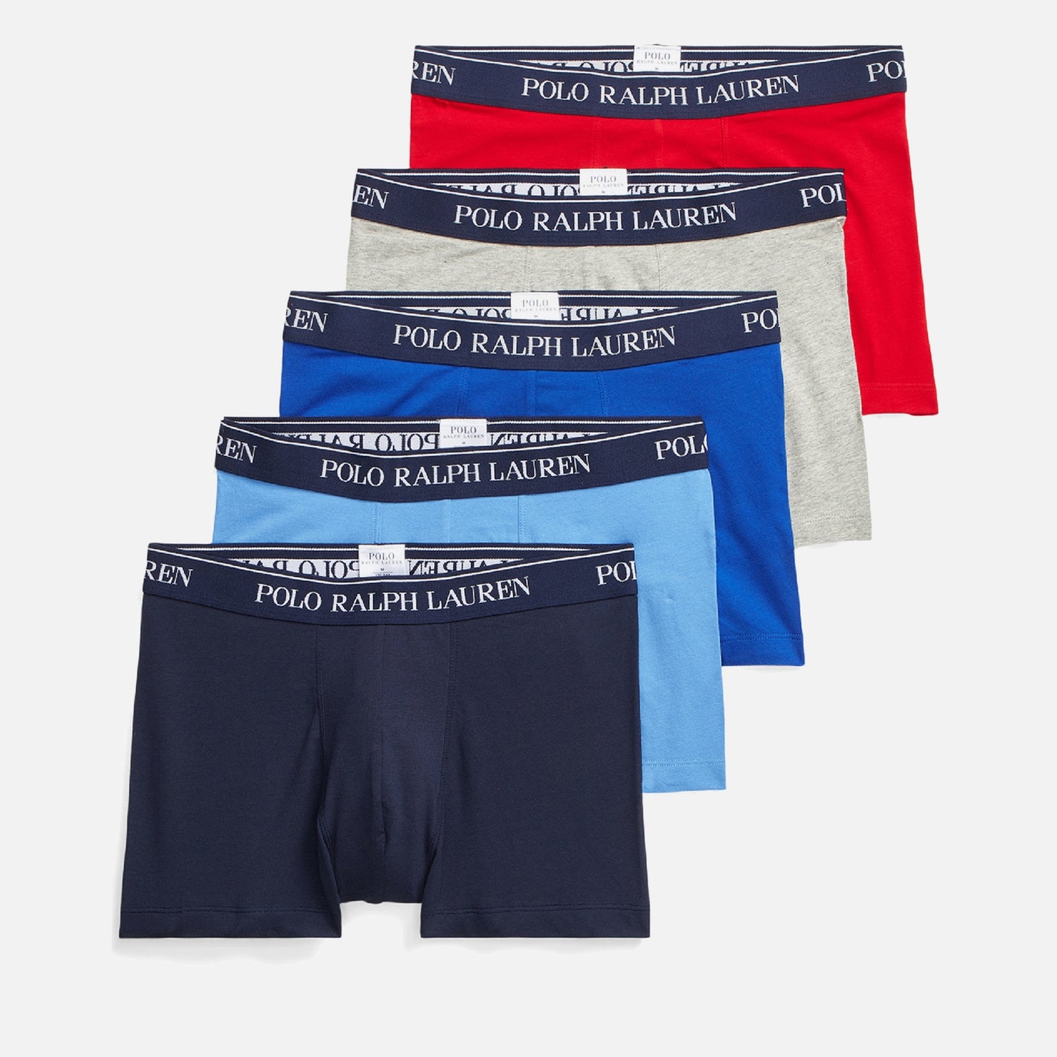 Polo Ralph Lauren Men's Classic 5 Pack Trunks - Red/Grey/Royal/Blue/Navy - S